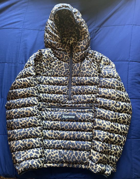 Supreme Supreme Micro-Down Half Zip Hooded Pullover- Leopard | Grailed
