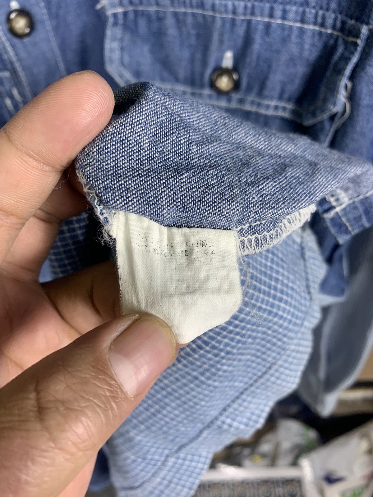Vintage Vintage 80s Uncle King Union Made Denim Flannel Shirt Size US L / EU 52-54 / 3 - 5 Thumbnail