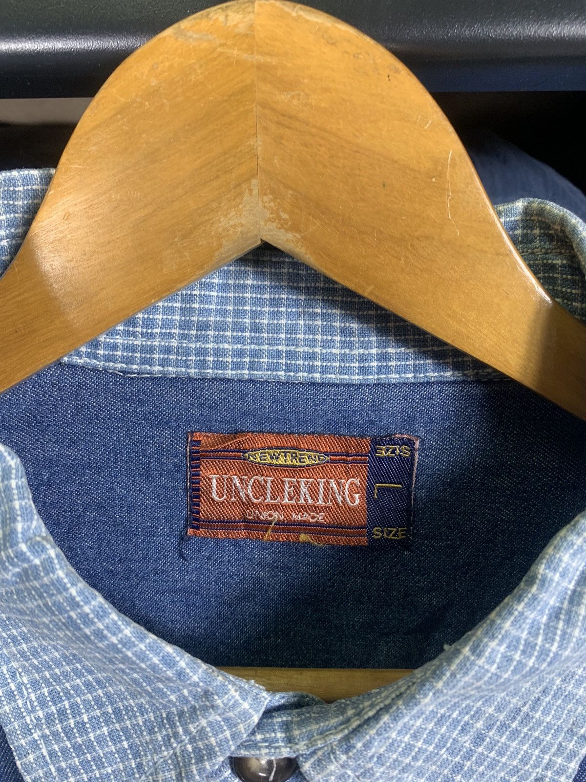 Vintage Vintage 80s Uncle King Union Made Denim Flannel Shirt Size US L / EU 52-54 / 3 - 4 Thumbnail