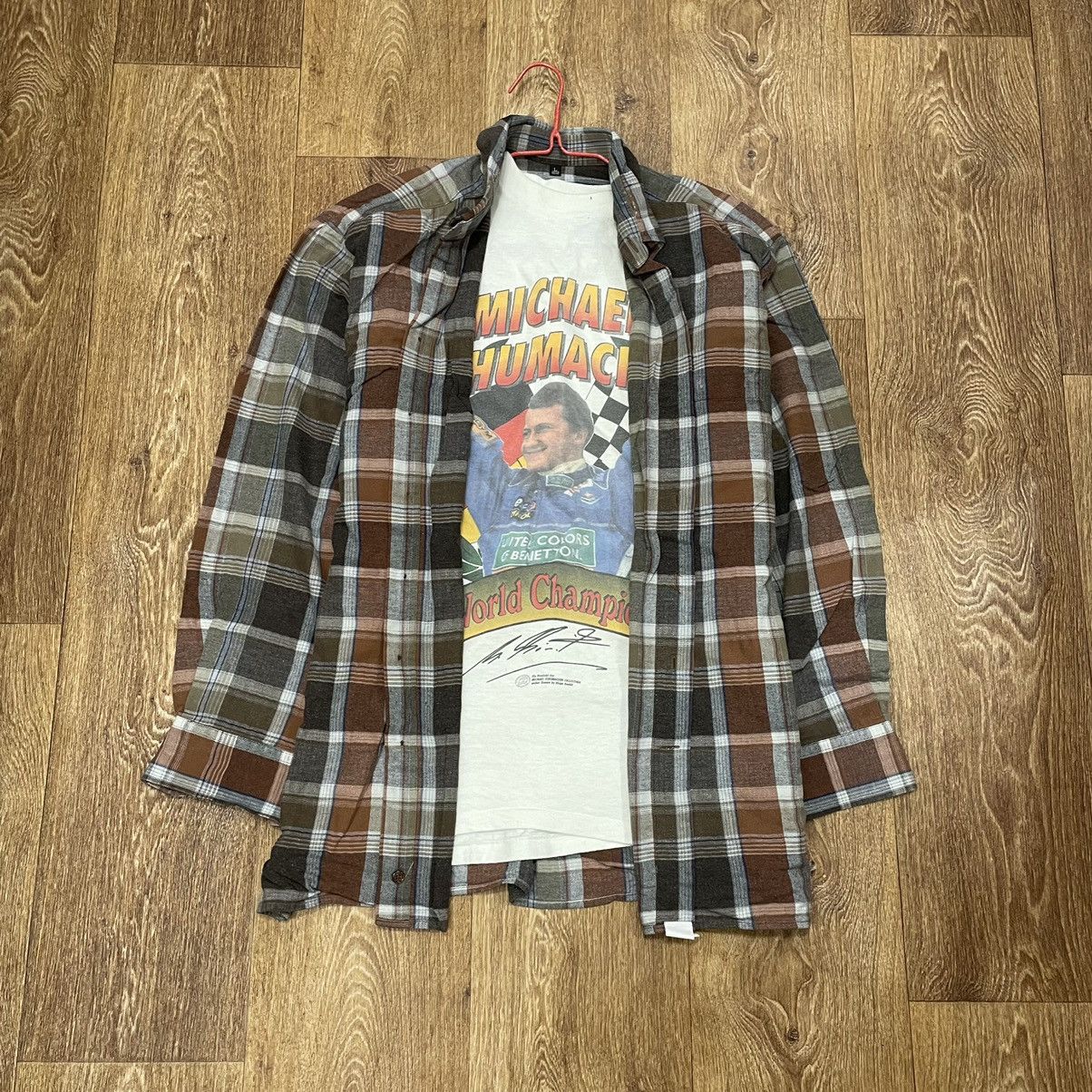 Vintage Vintage 90s Checkered Flannel Shirt Oversized Workwear Brown Size US L / EU 52-54 / 3 - 1 Thumbnail