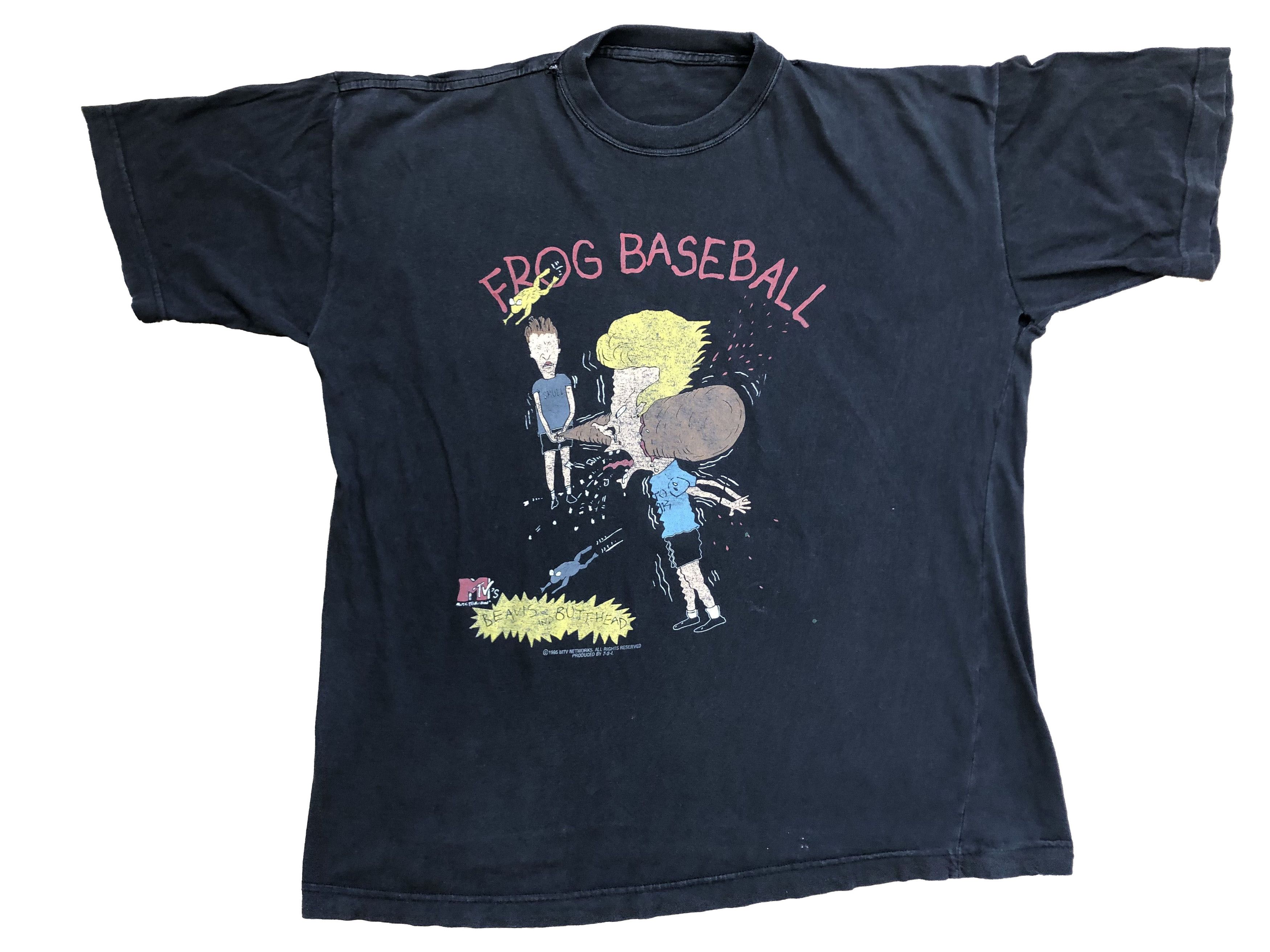 Vintage 1995 Mtv Beavis & Butthead Frog Baseball Tee Y2K