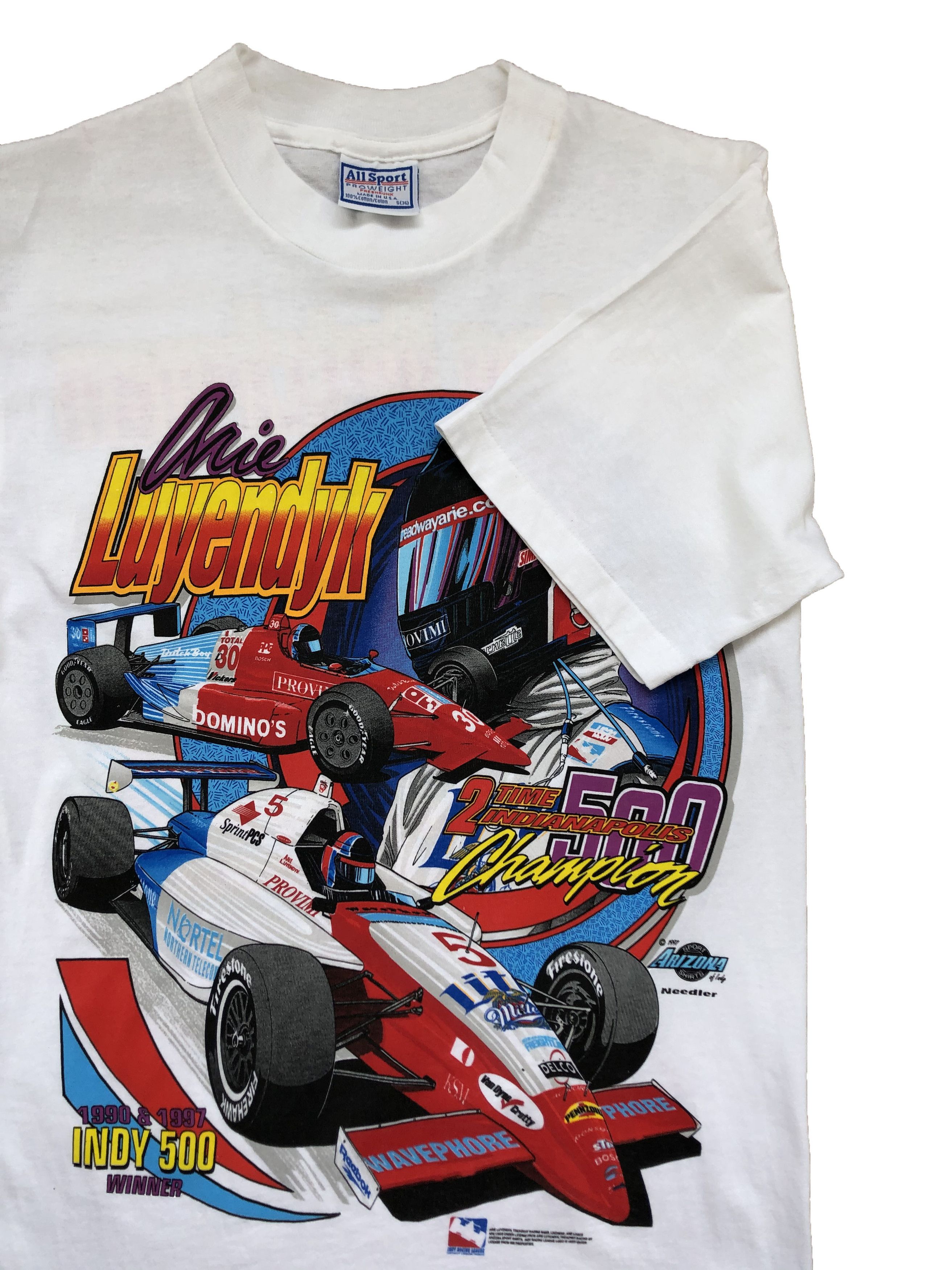All Sport × Vintage Vintage Arie Luyendyk Racing Tee Y2K Drill Hype Mens White Size US S / EU 44-46 / 1 - 2 Thumbnail