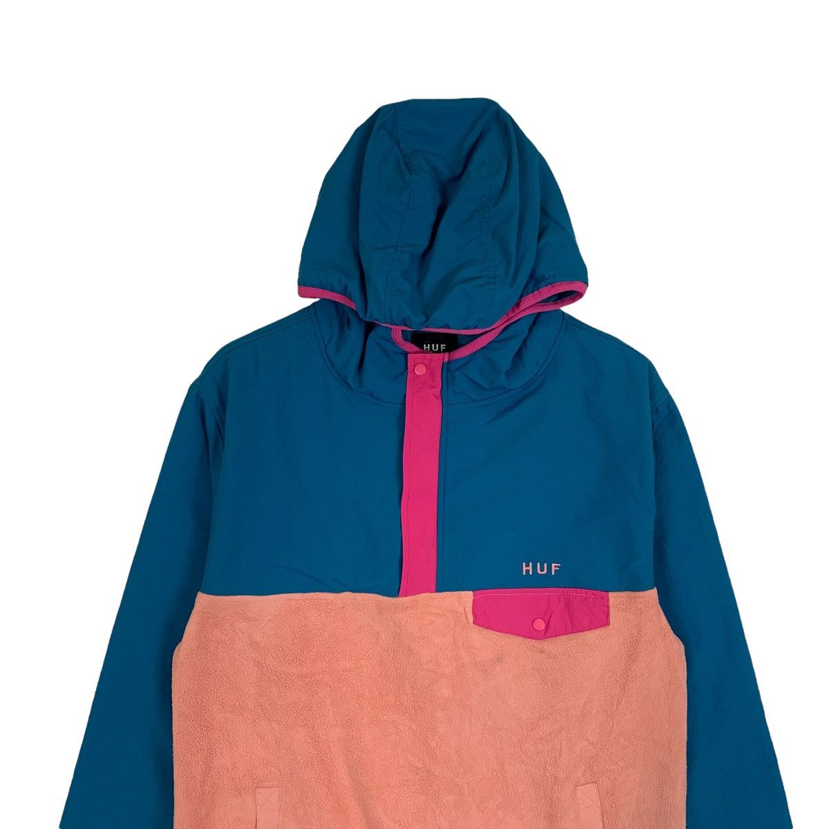 Huf HUF Small Logo Snap-T Design Fleece Hoodie Pullover Jumper Size US M / EU 48-50 / 2 - 5 Thumbnail