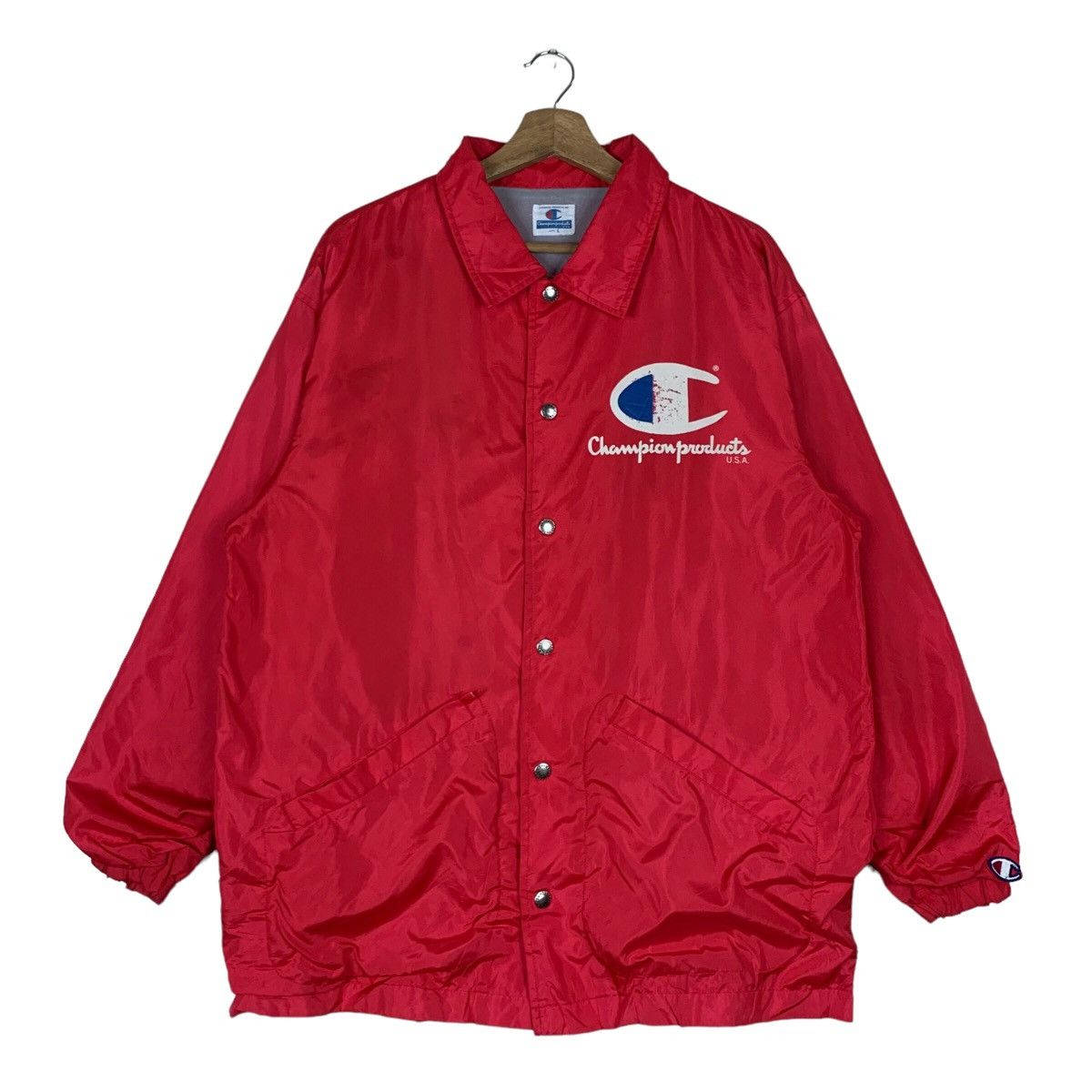 image of Vintage Champion Red 80's Nylon Casual Worker Jacket Men (Size Large)