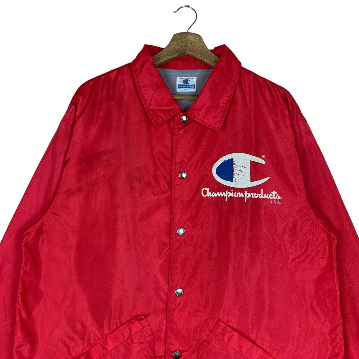 Champion Vintage CHAMPION RARE RED 80s Nylon Casual Worker Jacket Men Size US L / EU 52-54 / 3 - 2 Thumbnail