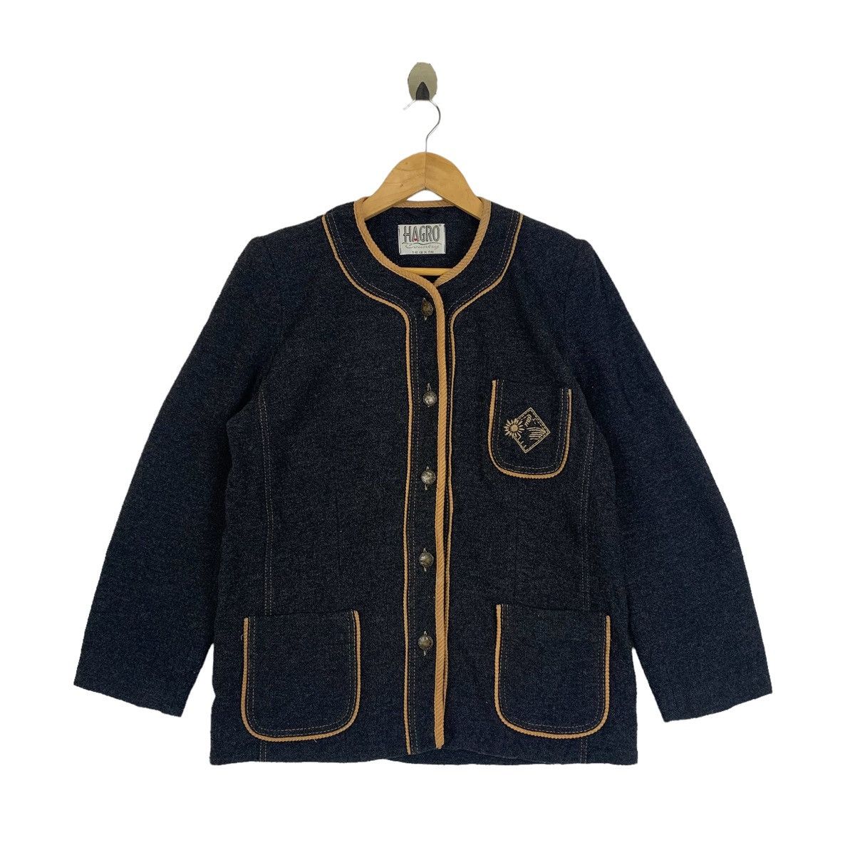 HAGRO Country Fashion Design Fully Button Wool Blazer Coat