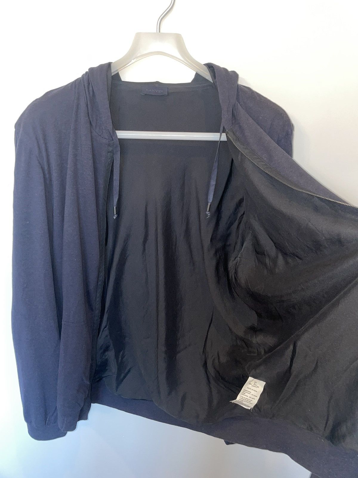 Lanvin Navy Hoodie Circa 2011 (Brand New W Tag) lined in 100% Silk Size US XL / EU 56 / 4 - 7 Thumbnail