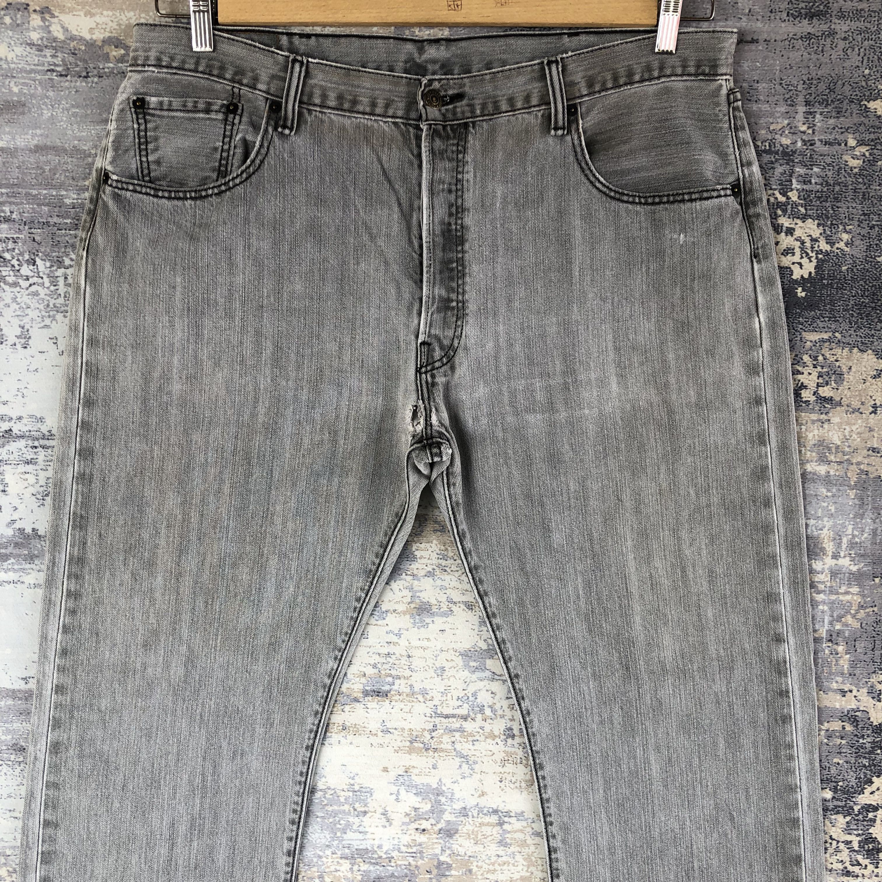 Jean Vintage Levis 501 Jeans Faded Black Levi's Ash Grey Denim Size US 38 / EU 54 - 3 Thumbnail