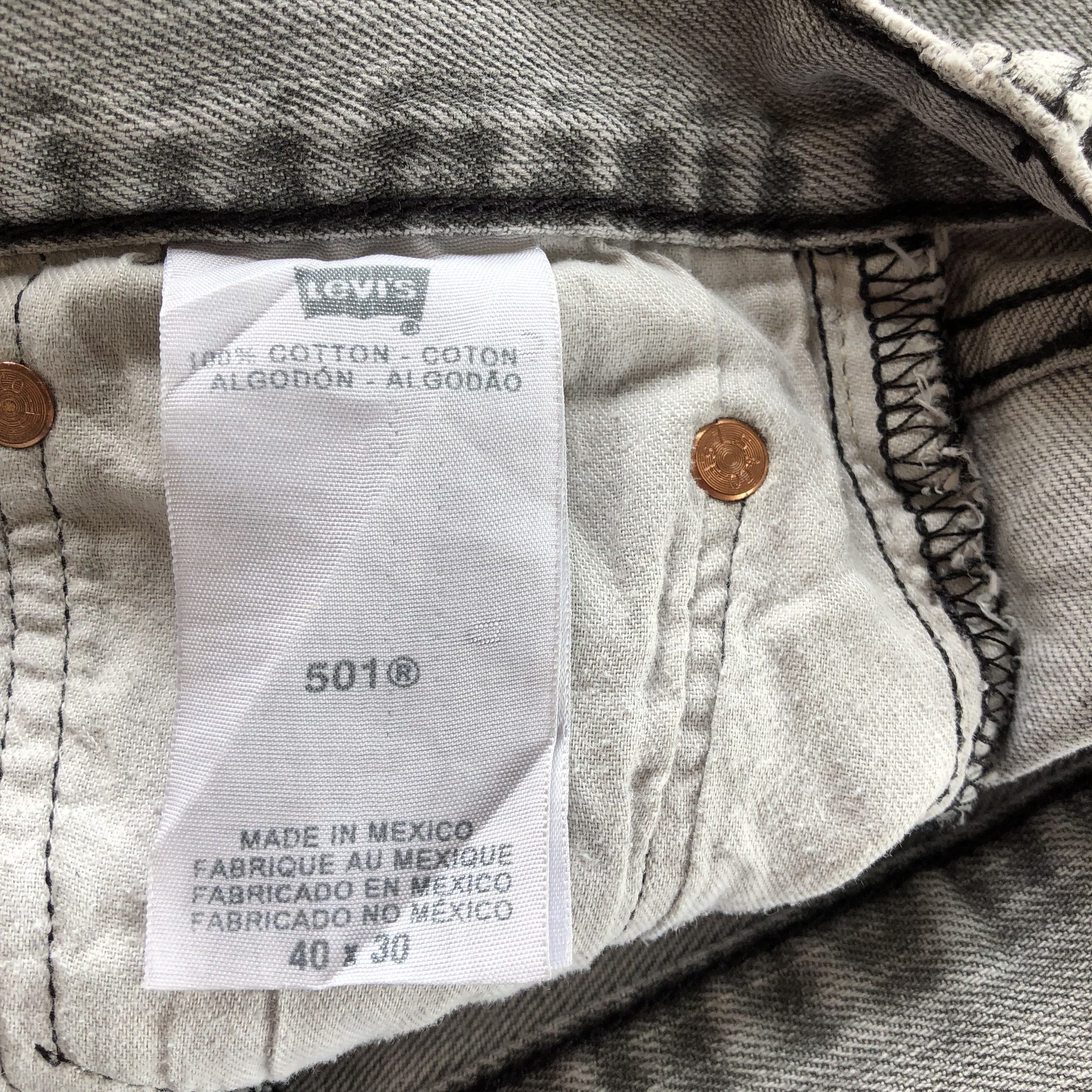 Jean Vintage Levis 501 Jeans Faded Black Levi's Ash Grey Denim Size US 38 / EU 54 - 9 Thumbnail