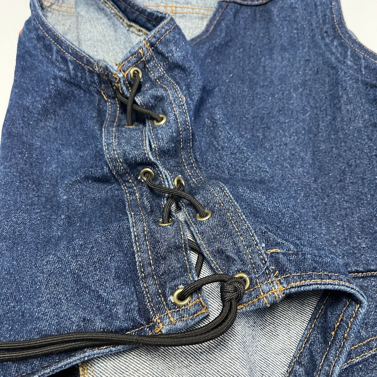 Vintage Vintage Screamin Eagle Denim Biker Vest Lace Up Biker Mens L Size US L / EU 52-54 / 3 - 4 Thumbnail