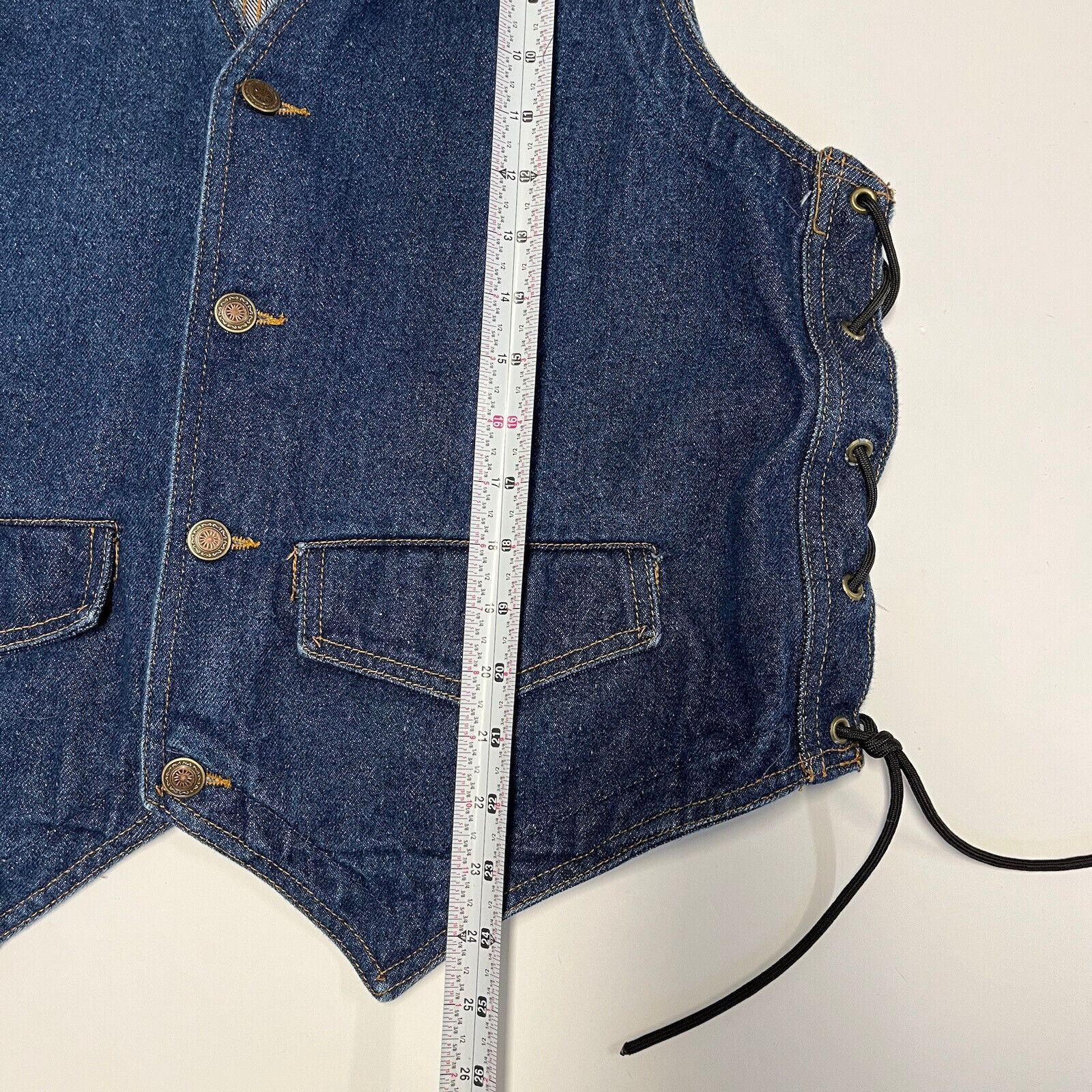 Vintage Vintage Screamin Eagle Denim Biker Vest Lace Up Biker Mens L Size US L / EU 52-54 / 3 - 5 Thumbnail