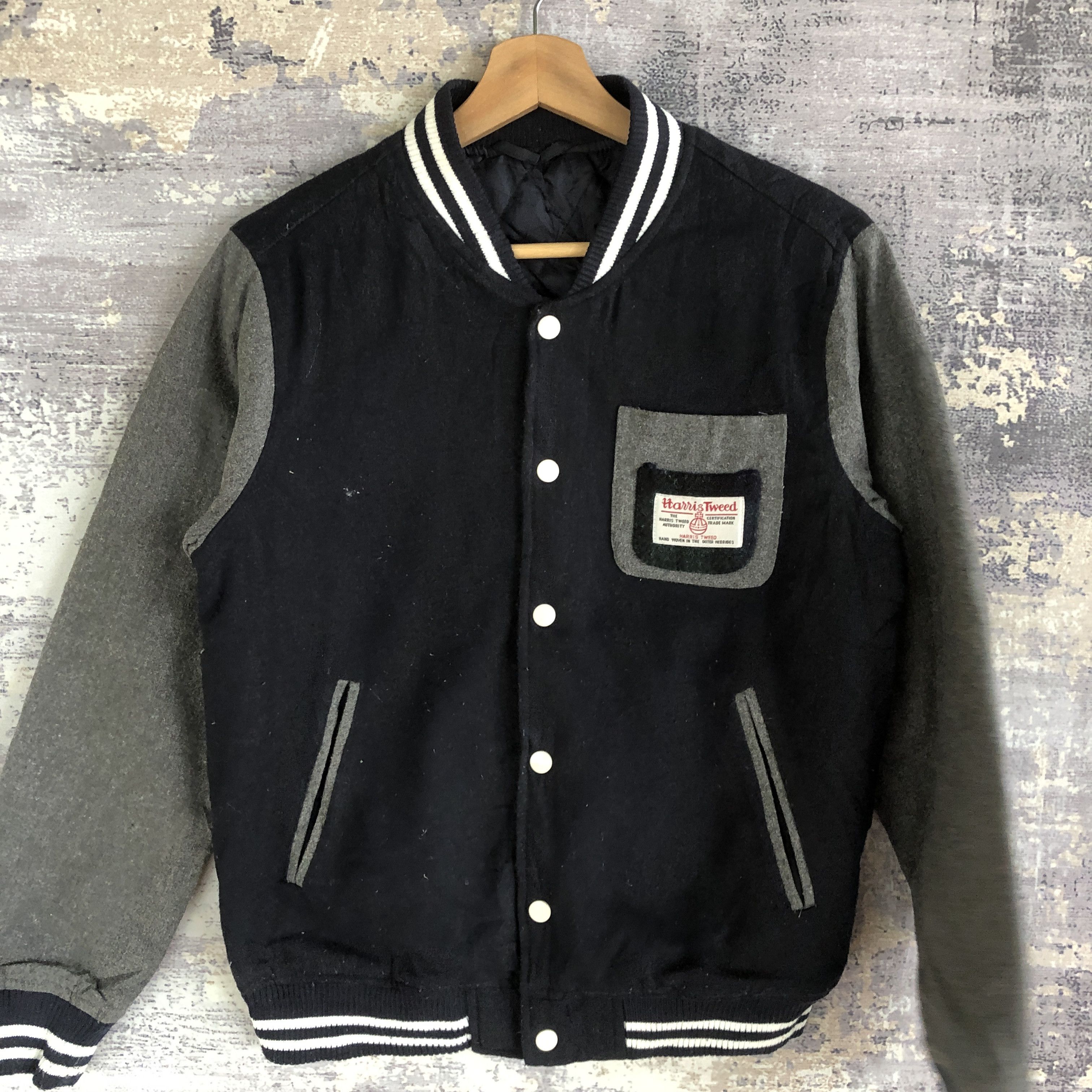 Vintage Vintage Harris Tweed Varsity Jacket Japanese Wool Jacket Size US S / EU 44-46 / 1 - 4 Thumbnail