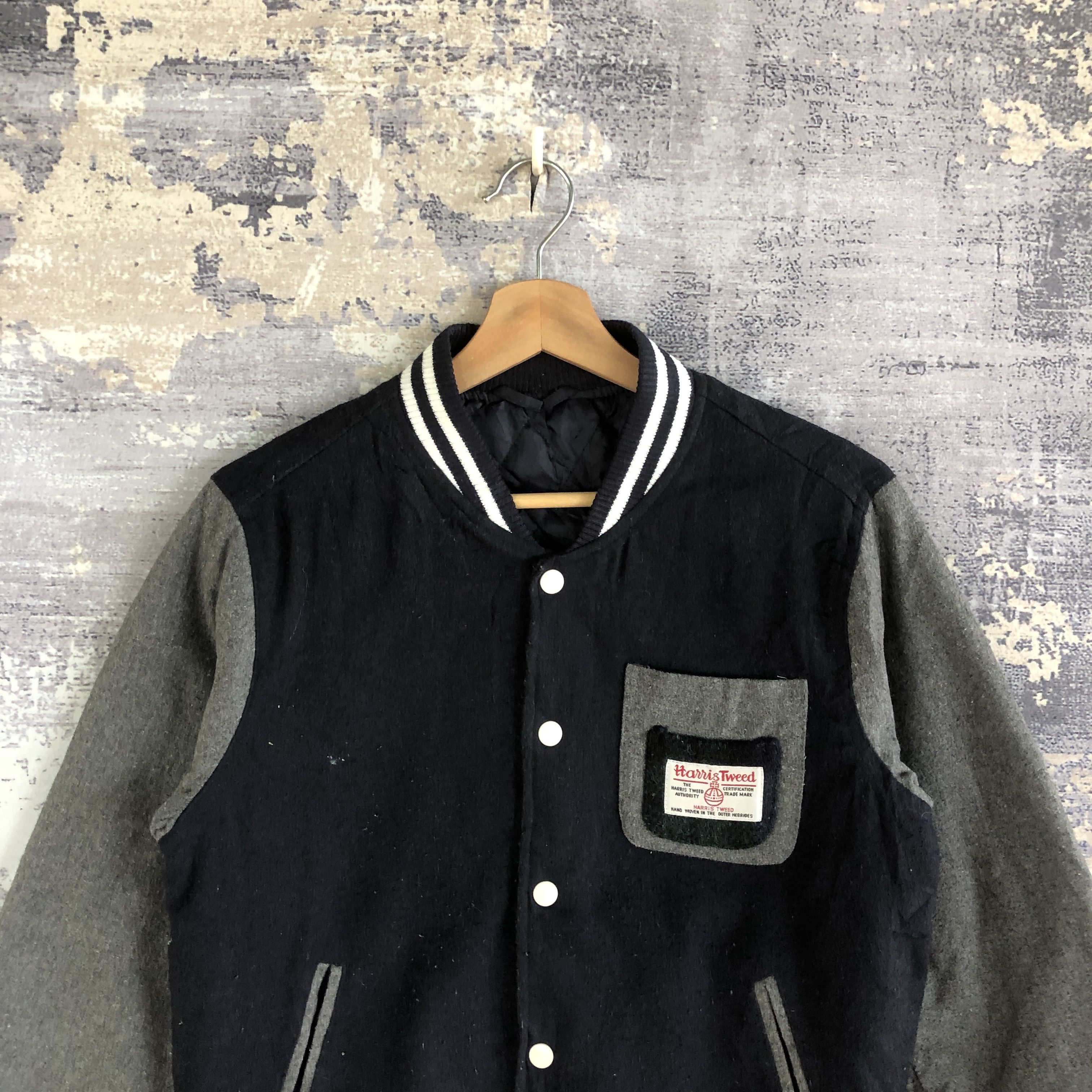 Vintage Vintage Harris Tweed Varsity Jacket Japanese Wool Jacket Size US S / EU 44-46 / 1 - 3 Thumbnail