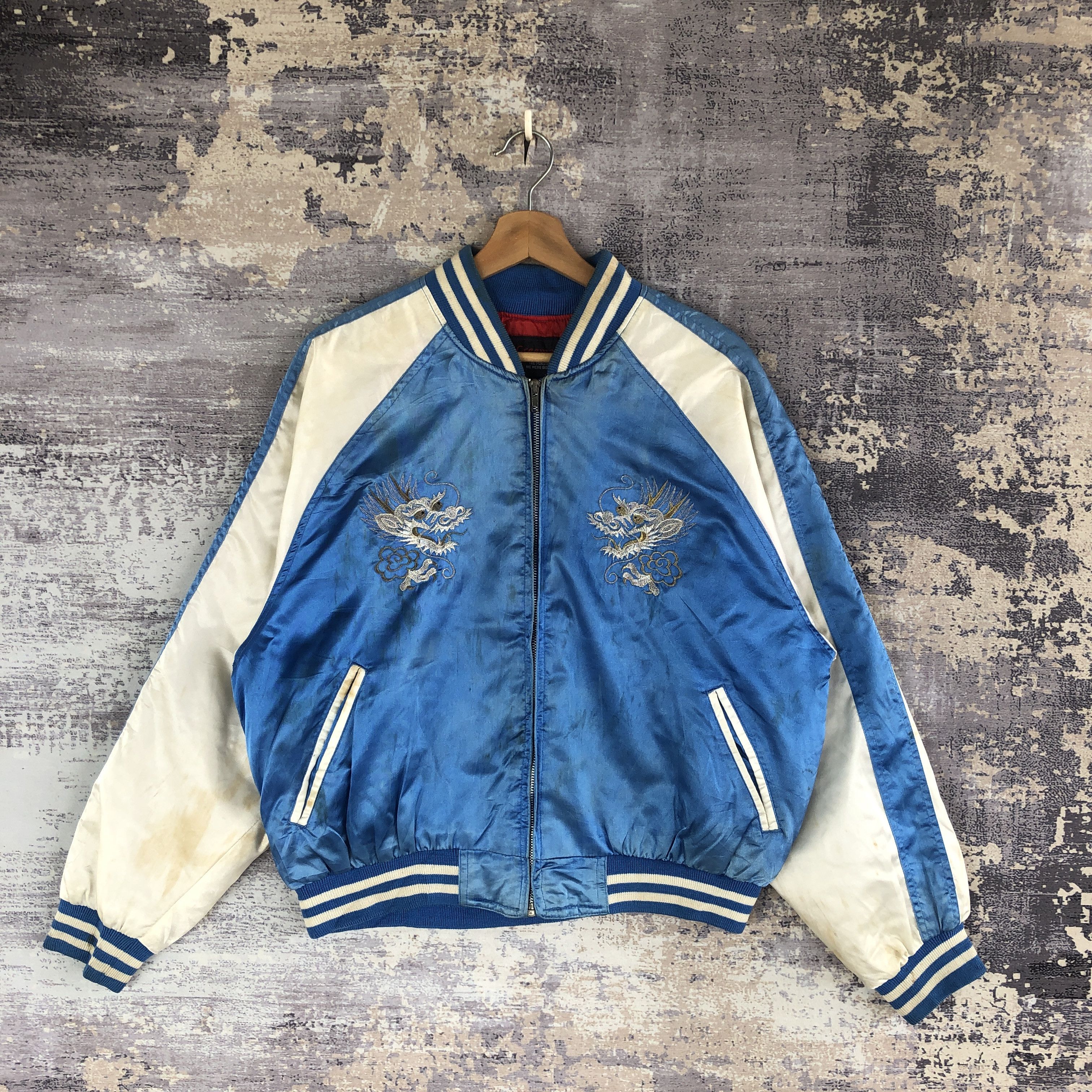 Japanese Brand × Vintage Sukajan Baseball Jacket Japanese Dragon Souvenir Jacket Size US L / EU 52-54 / 3 - 2 Thumbnail