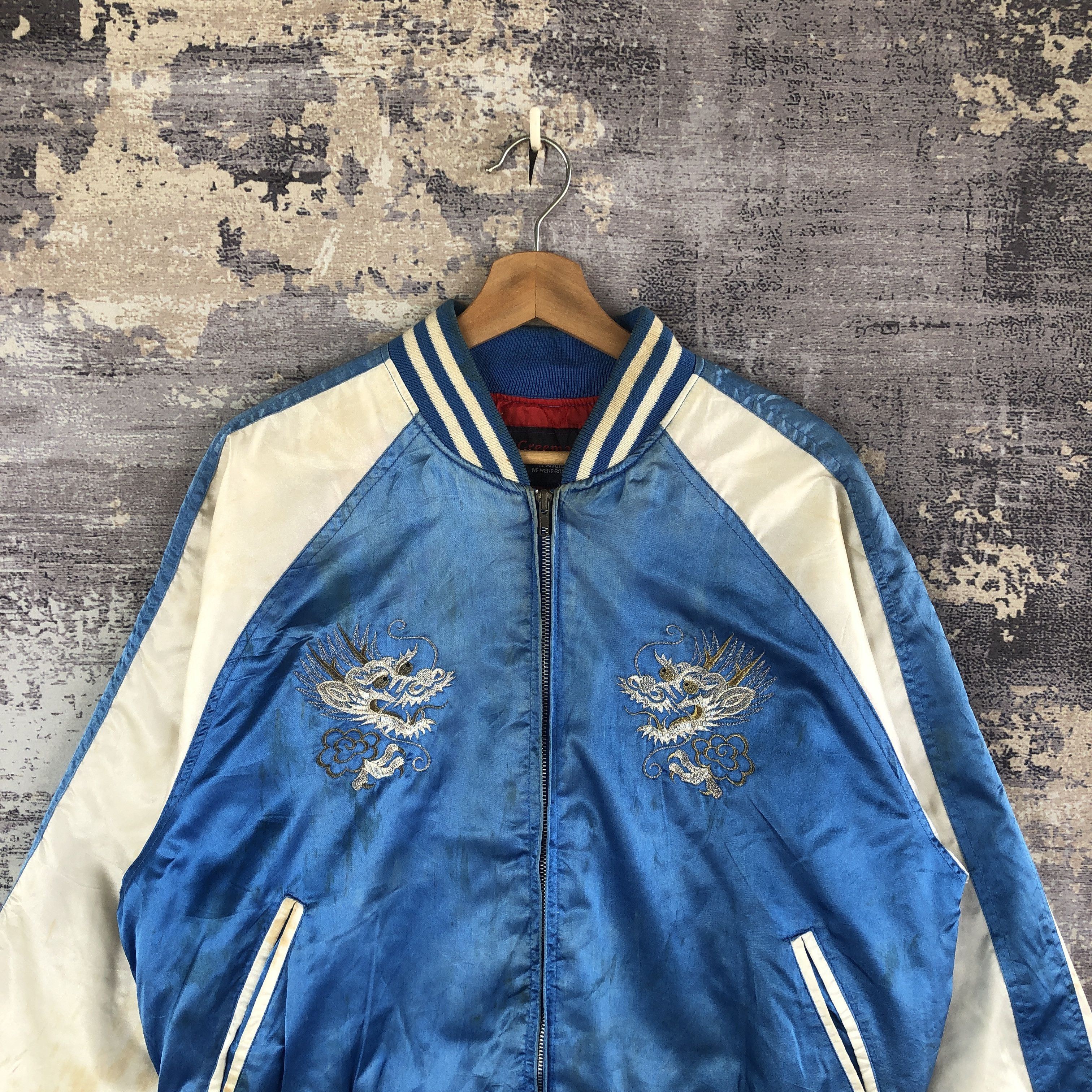 Japanese Brand × Vintage Sukajan Baseball Jacket Japanese Dragon Souvenir Jacket Size US L / EU 52-54 / 3 - 4 Thumbnail