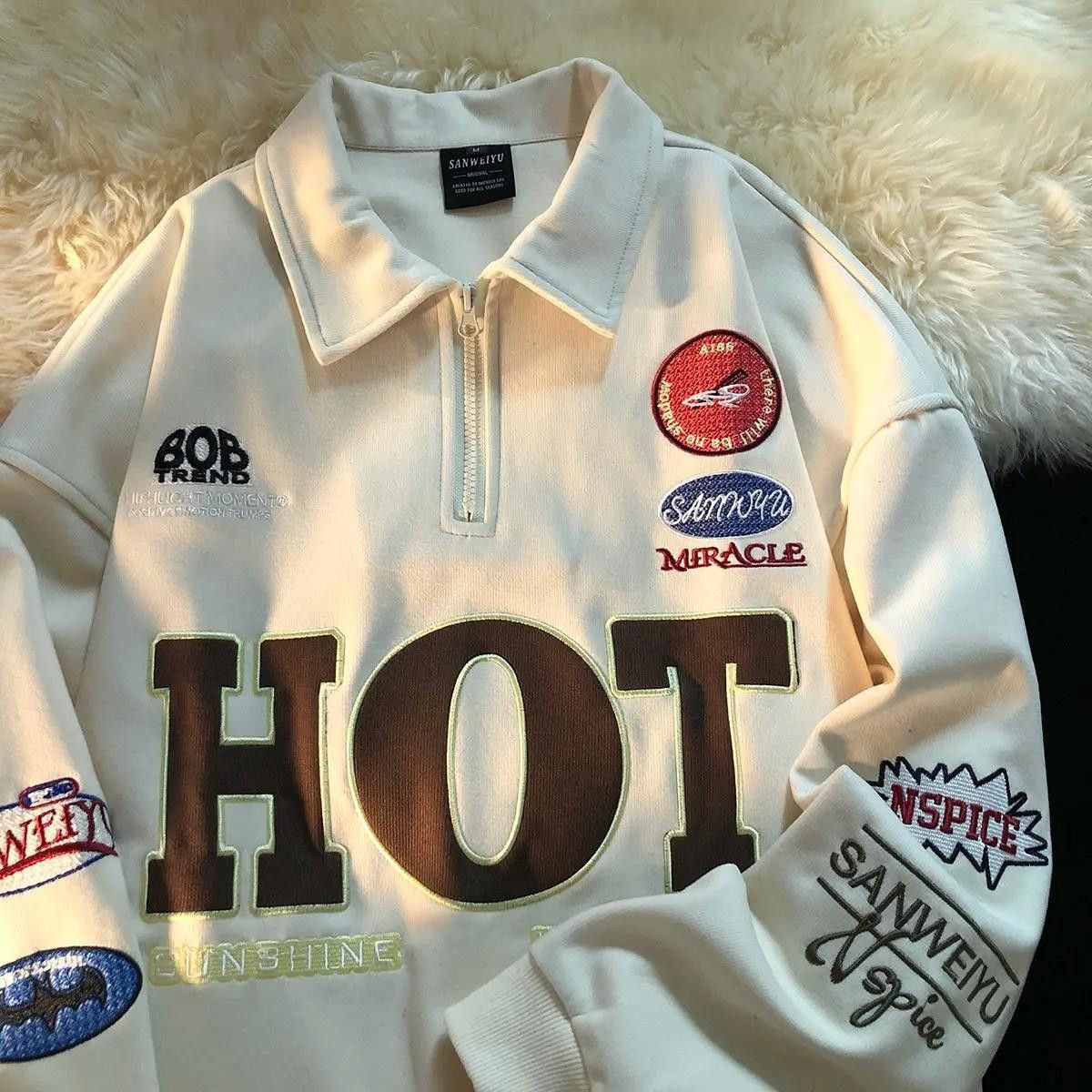 New 2022 American Retro Polo Collar Sweatshirt