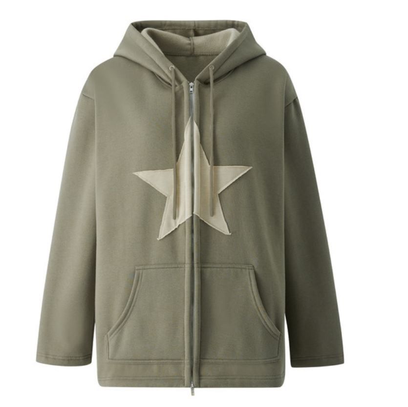 Vintage Star Patch Hoodie Sweatshirt