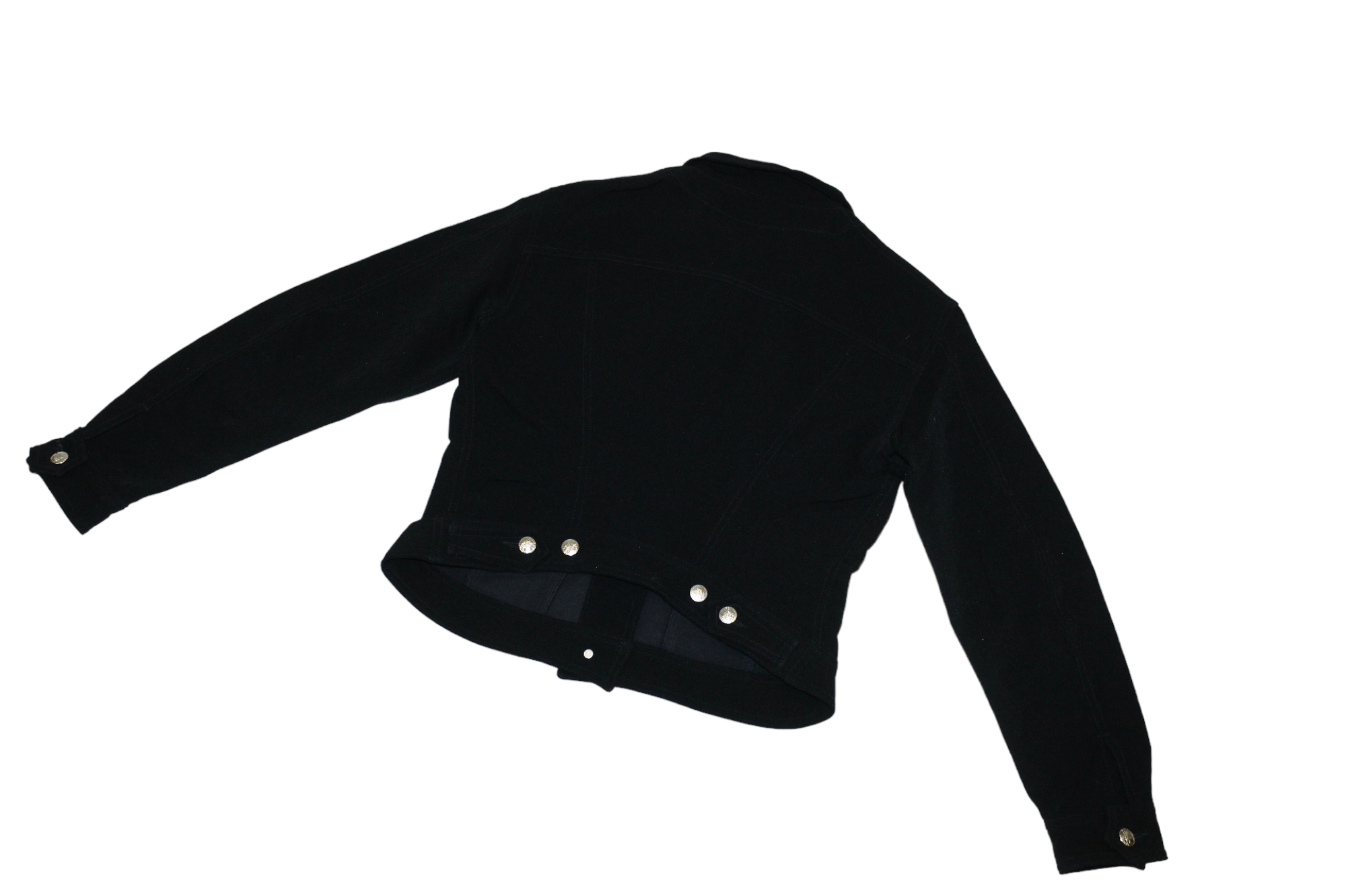 Japanese Brand Katharine Hamnett Denim Black Stretch Nylon Blend Biker Jckt Size M / US 6-8 / IT 42-44 - 7 Thumbnail