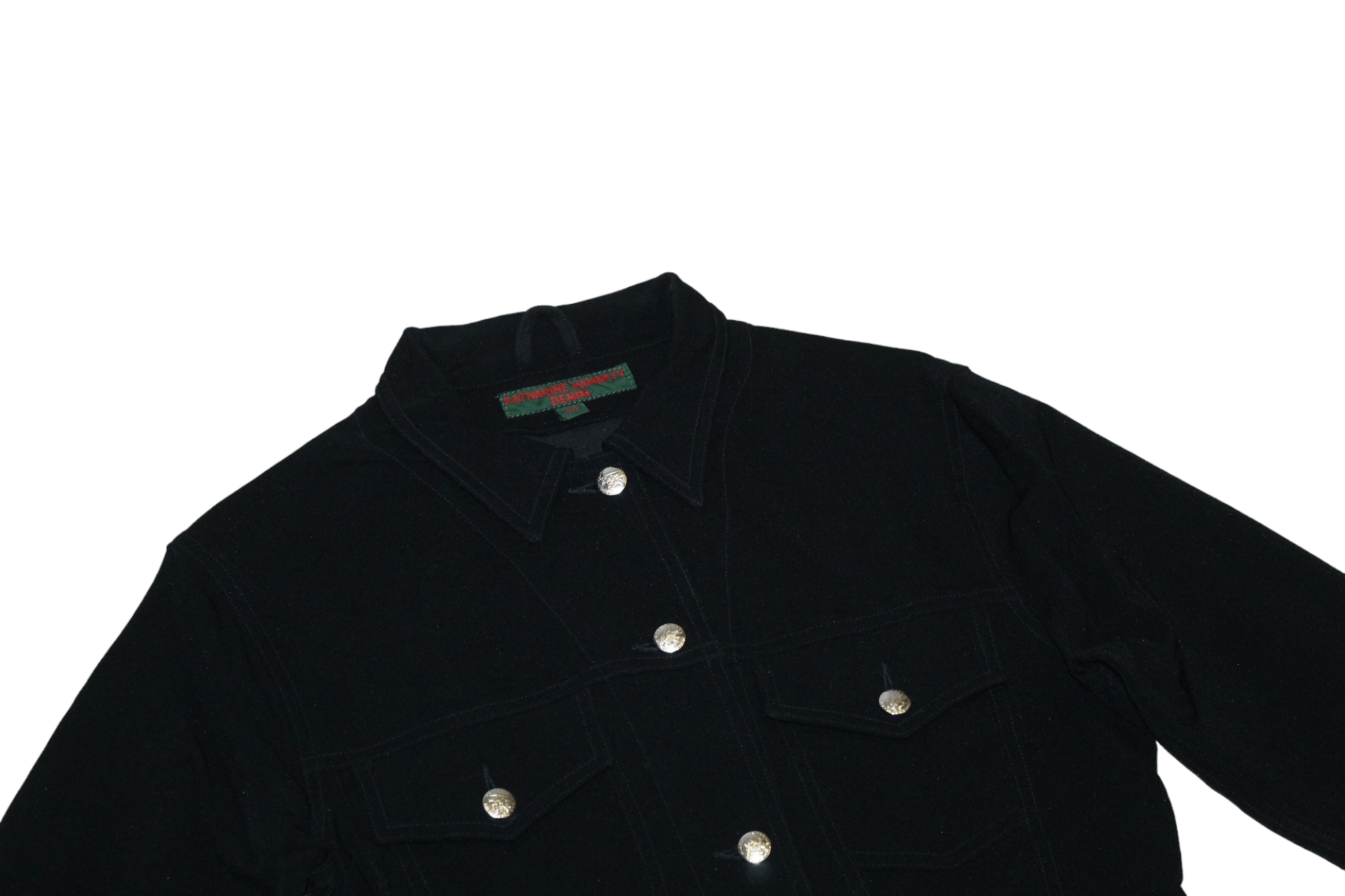 Japanese Brand Katharine Hamnett Denim Black Stretch Nylon Blend Biker Jckt Size M / US 6-8 / IT 42-44 - 2 Thumbnail