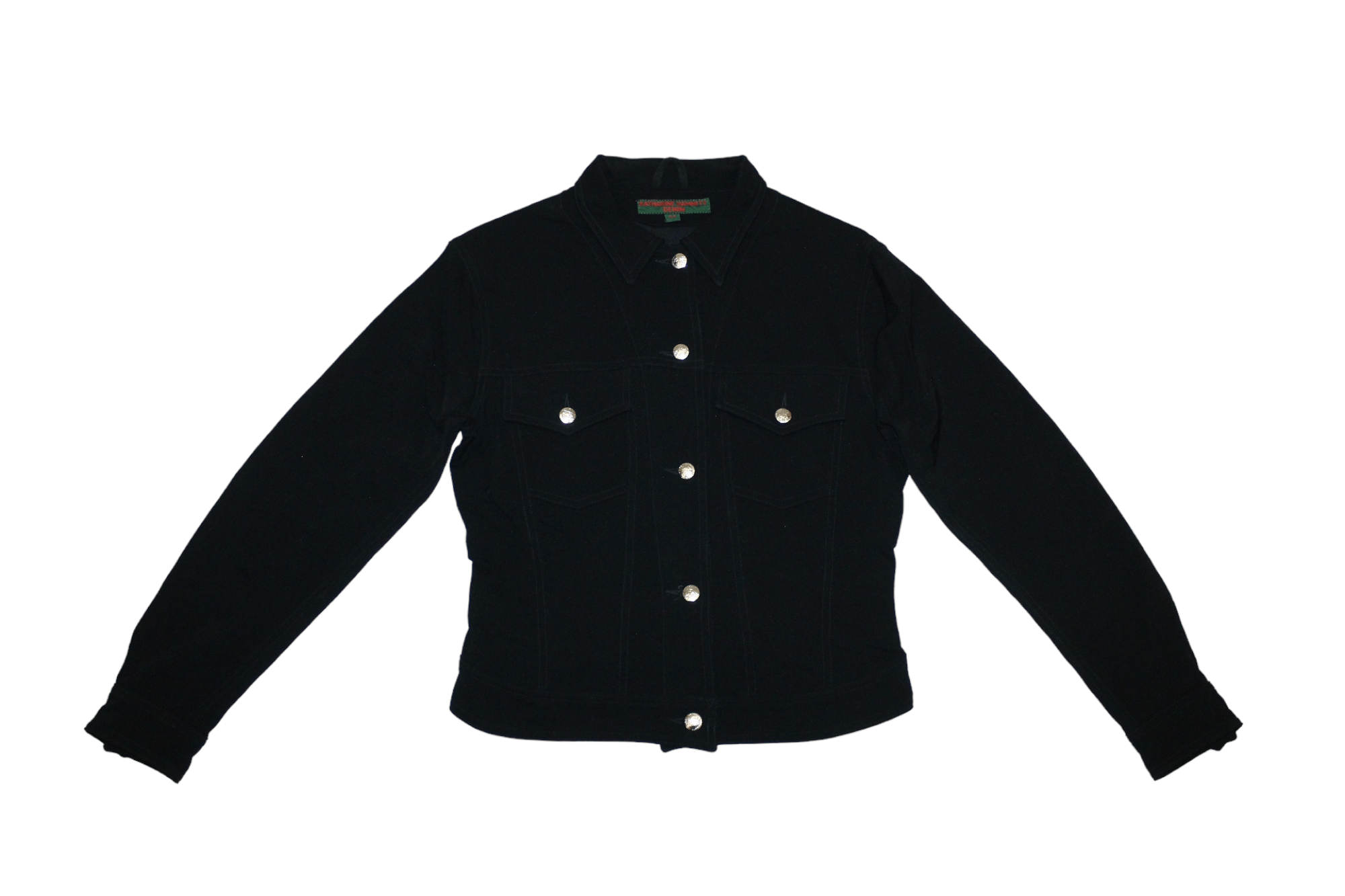 Japanese Brand Katharine Hamnett Denim Black Stretch Nylon Blend Biker Jckt Size M / US 6-8 / IT 42-44 - 3 Thumbnail