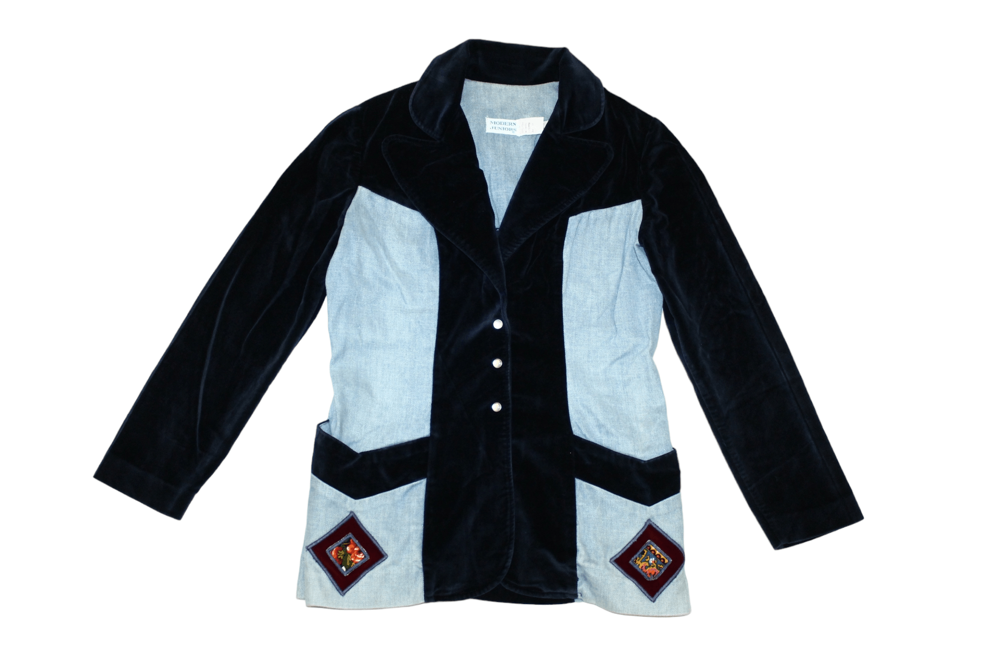 Vintage VTG Modern Juniors by Union Made Velour & Denim Chore Jacket Size US M / EU 48-50 / 2 - 5 Thumbnail