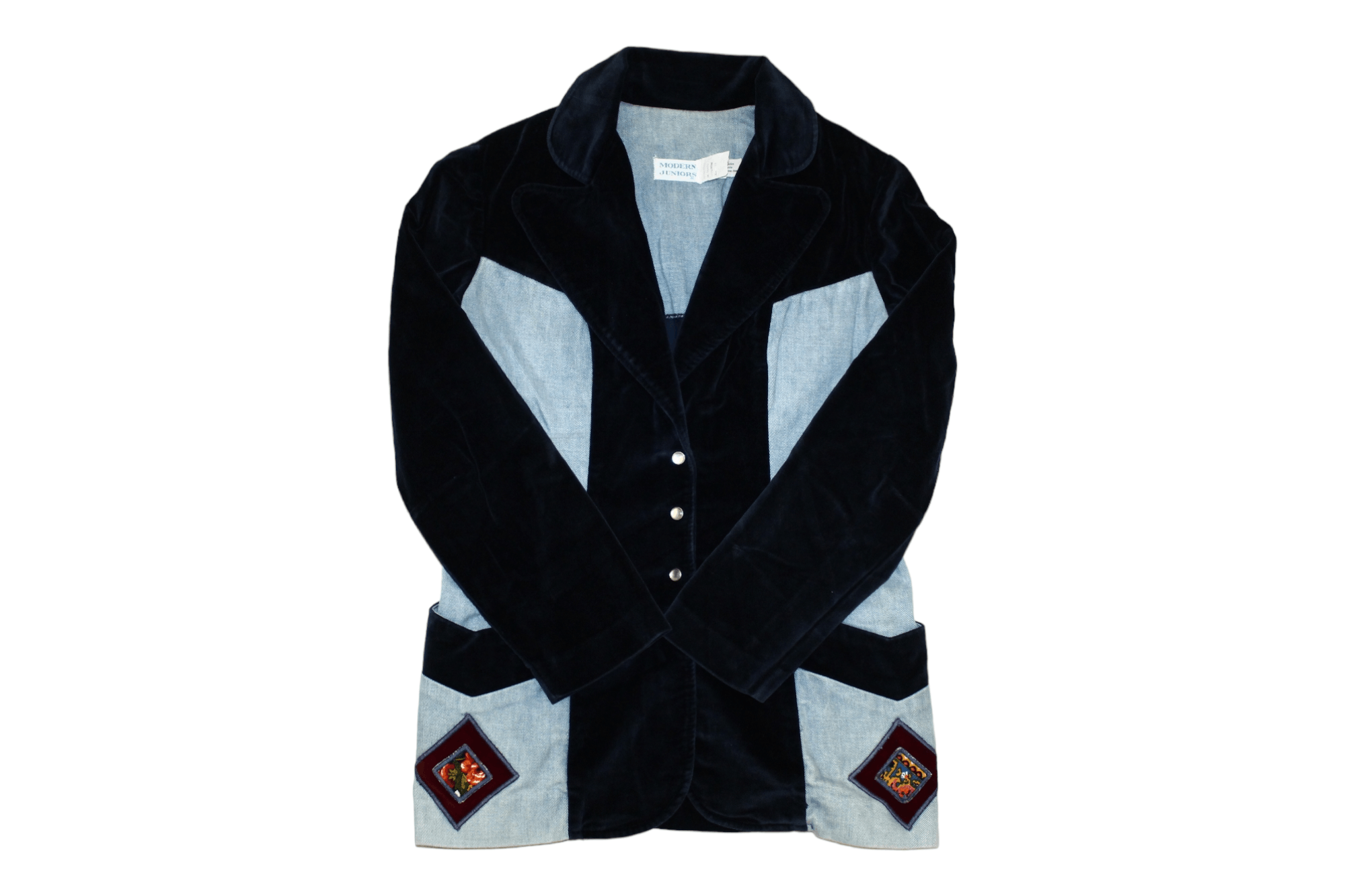 Vintage VTG Modern Juniors by Union Made Velour & Denim Chore Jacket Size US M / EU 48-50 / 2 - 1 Thumbnail