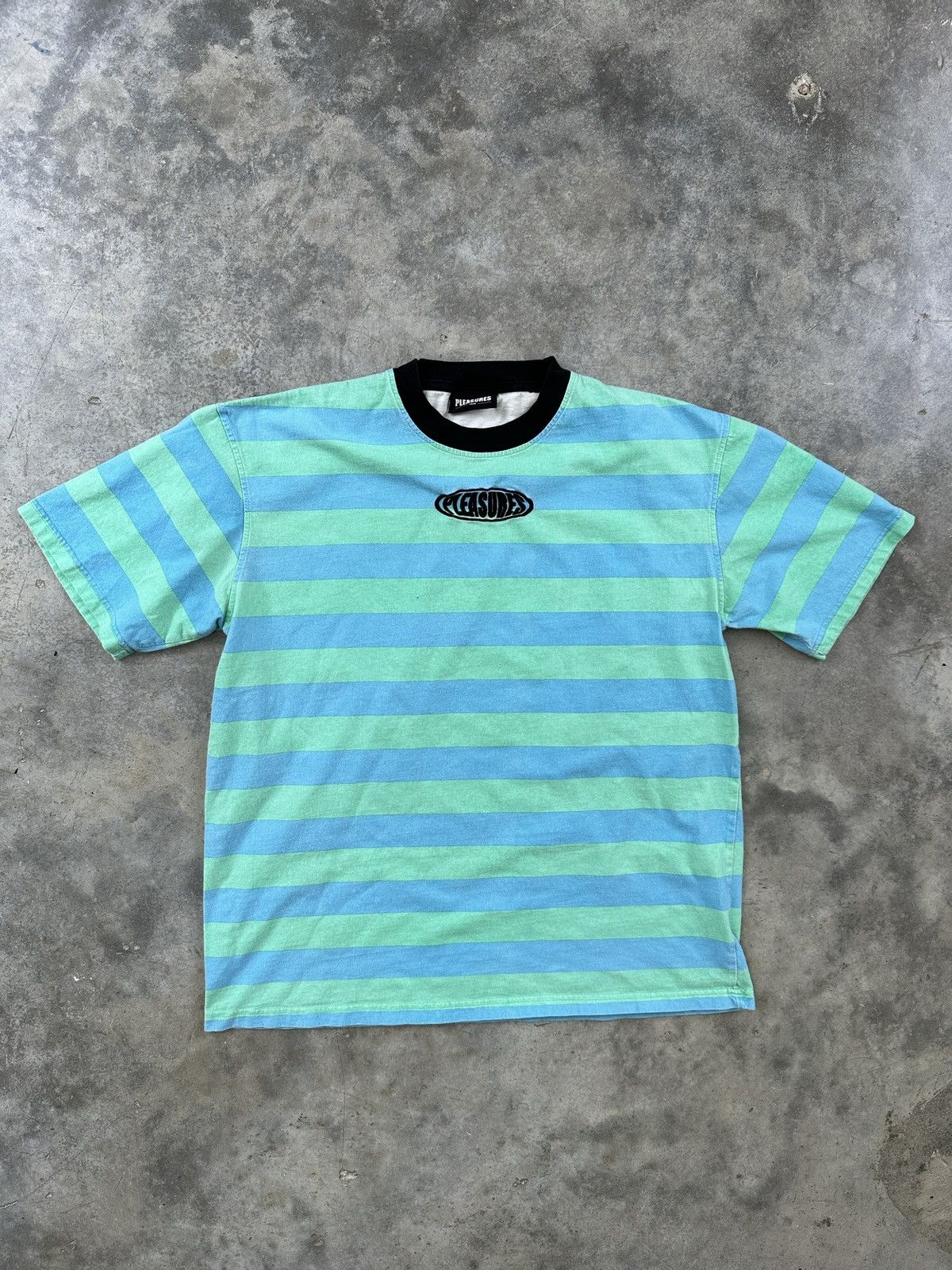 Pleasures Pleasures Striped Embroidered Oval Logo Ringer Tee Sz. Large Size US L / EU 52-54 / 3 - 1 Thumbnail