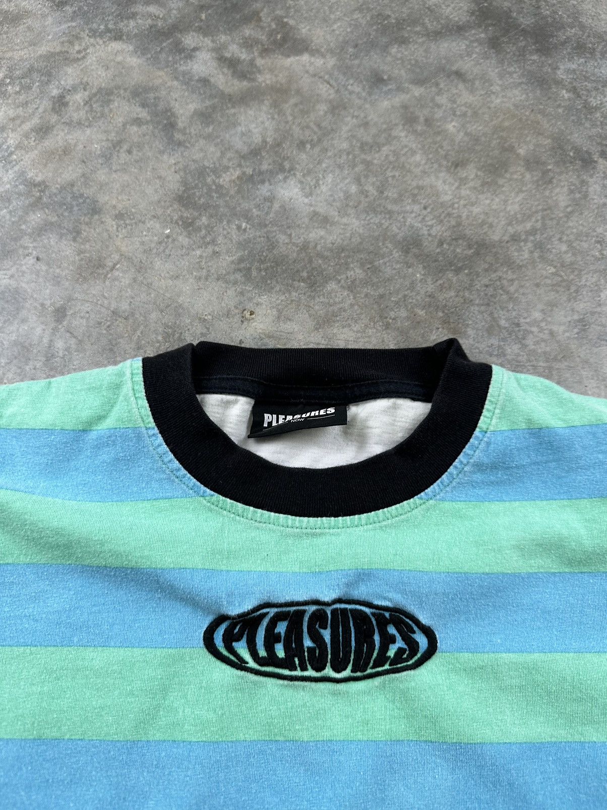 Pleasures Pleasures Striped Embroidered Oval Logo Ringer Tee Sz. Large Size US L / EU 52-54 / 3 - 2 Thumbnail