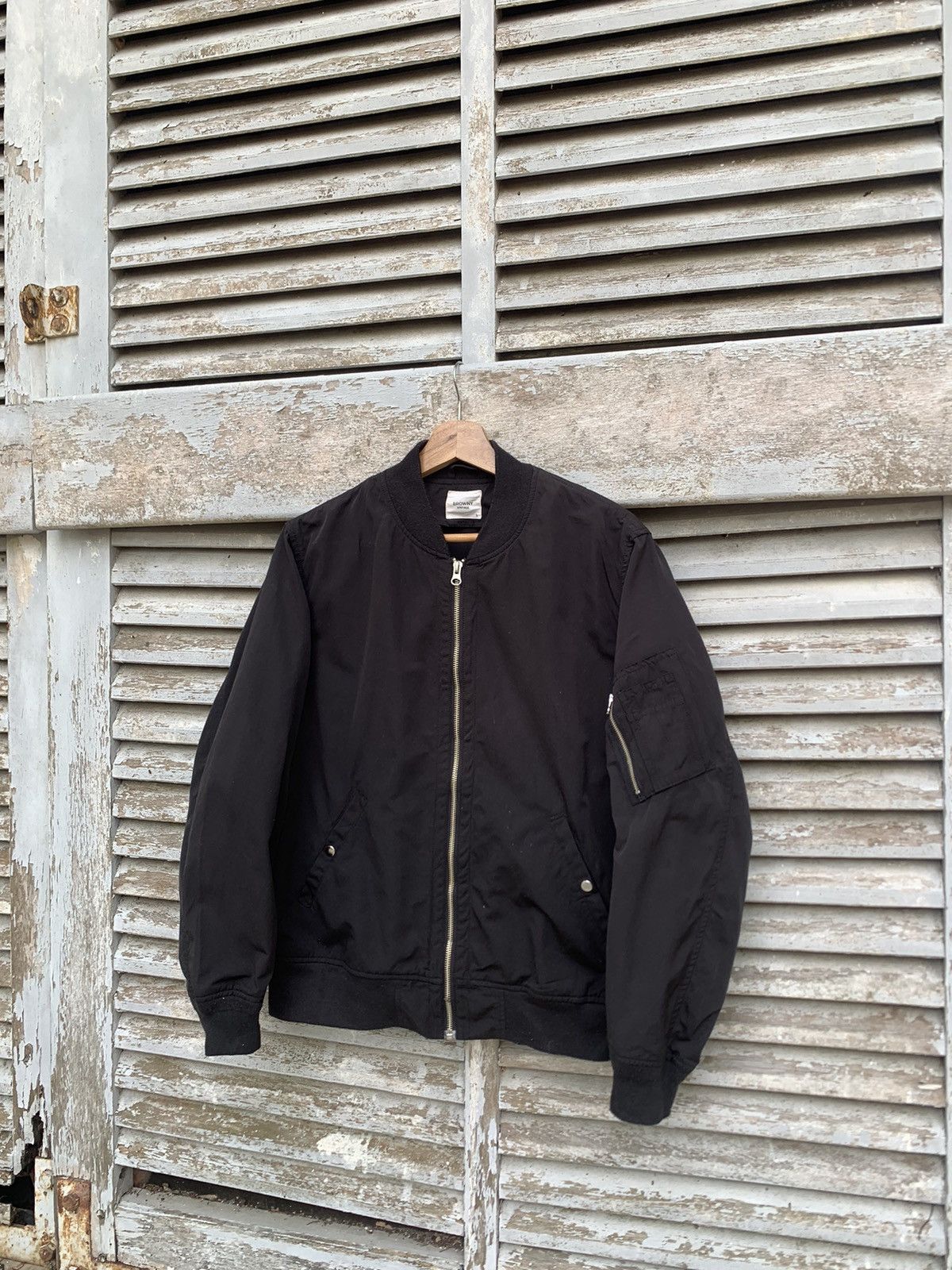 image of Browny Vintage Bomber Jacket in Black, Men's (Size Medium)