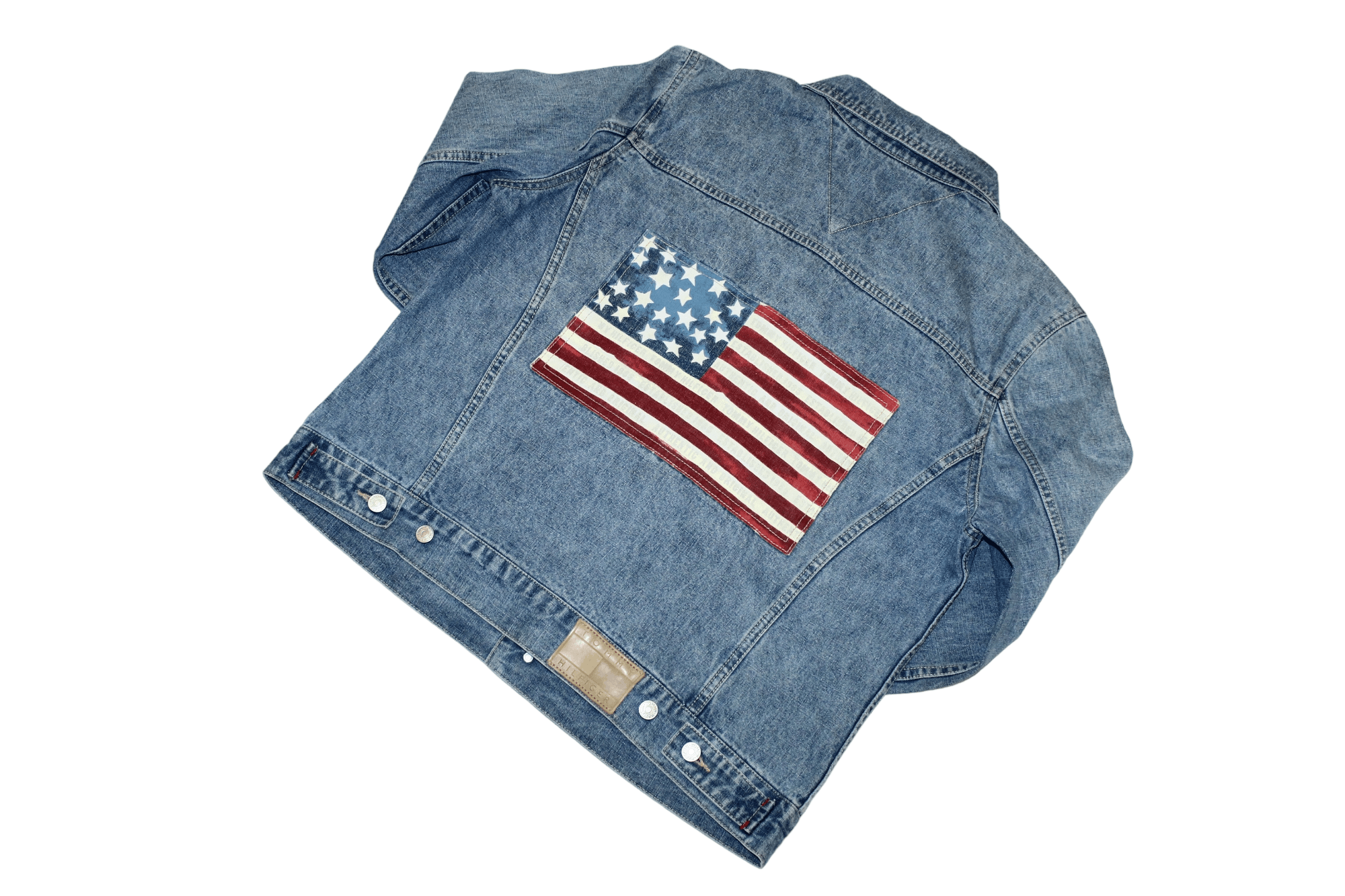 Tommy Hilfiger Tommy Hilfiger USA Flag Big Back Logo Stonewash Denim Jacket Size US M / EU 48-50 / 2 - 1 Thumbnail
