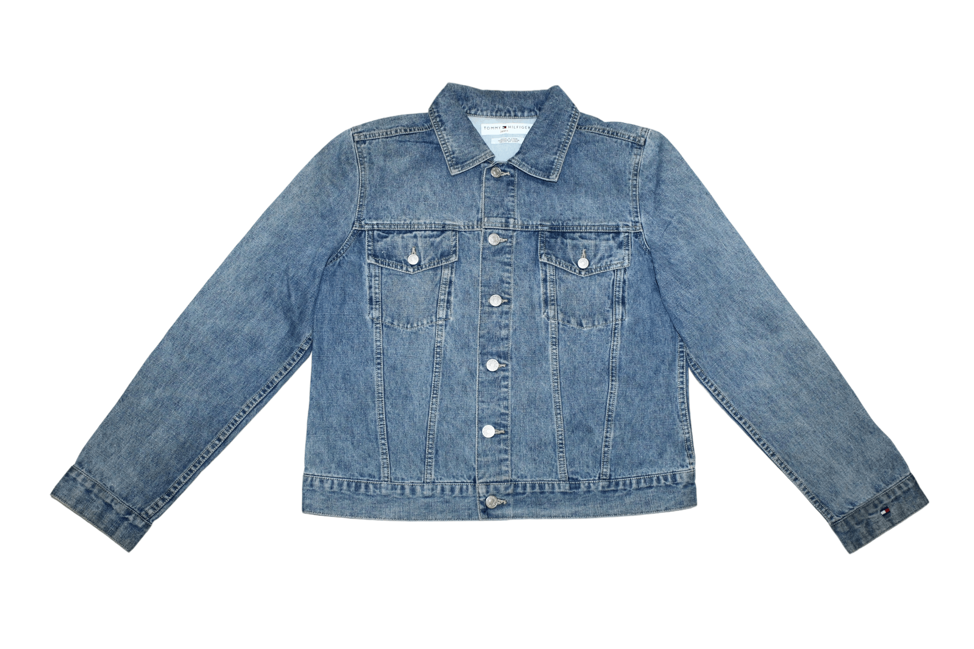 Tommy Hilfiger Tommy Hilfiger USA Flag Big Back Logo Stonewash Denim Jacket Size US M / EU 48-50 / 2 - 6 Thumbnail
