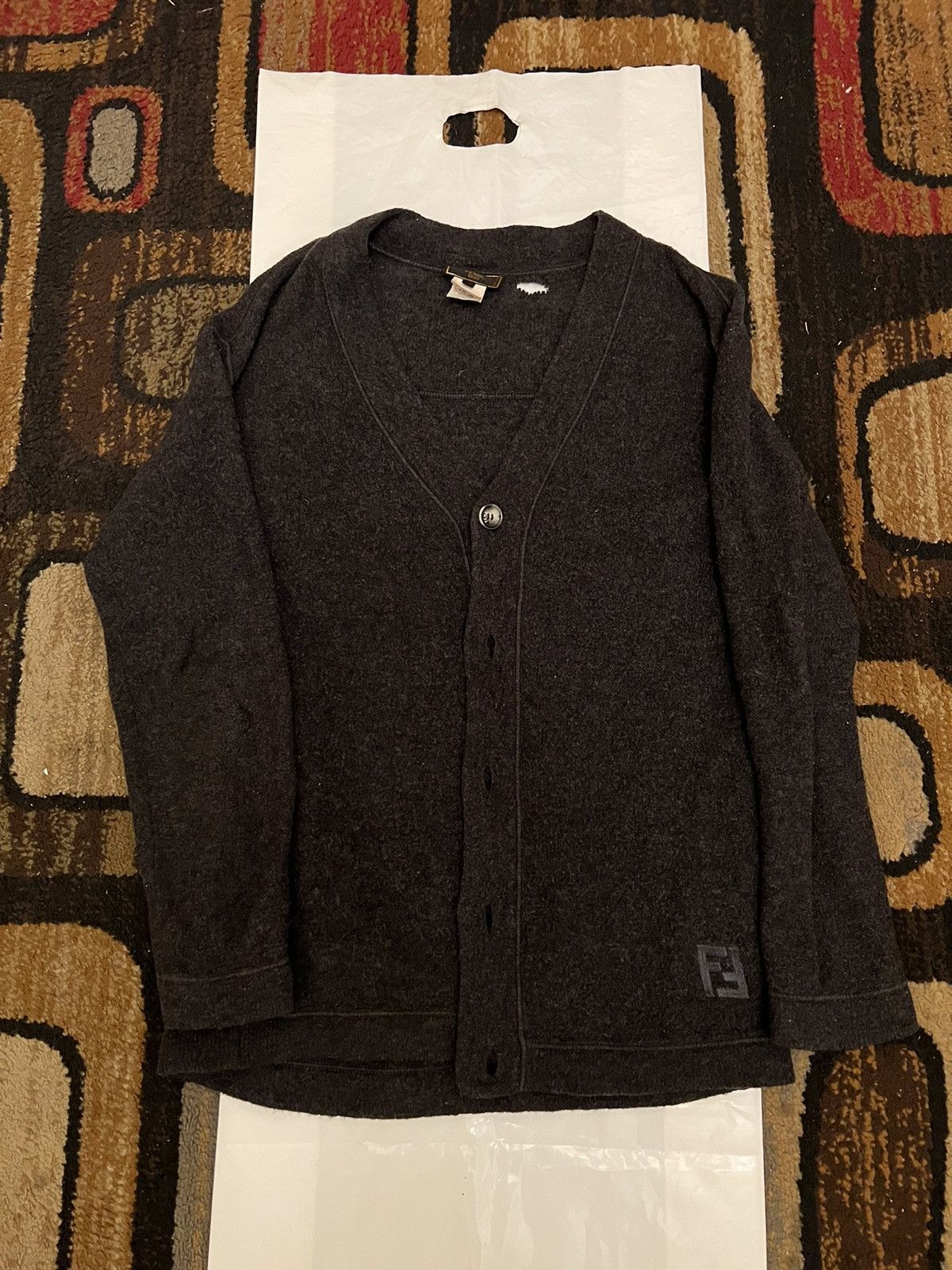 Fendi Vintage Luxury FENDI Black Wool Button Cardigan - 50 M/L Size US M / EU 48-50 / 2 - 1 Thumbnail