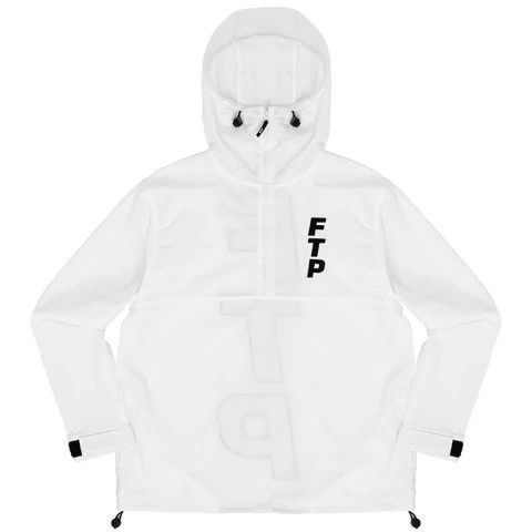 image of Fuck The Population Ftp Vertical Logo Anorak White, Men's (Size Medium)
