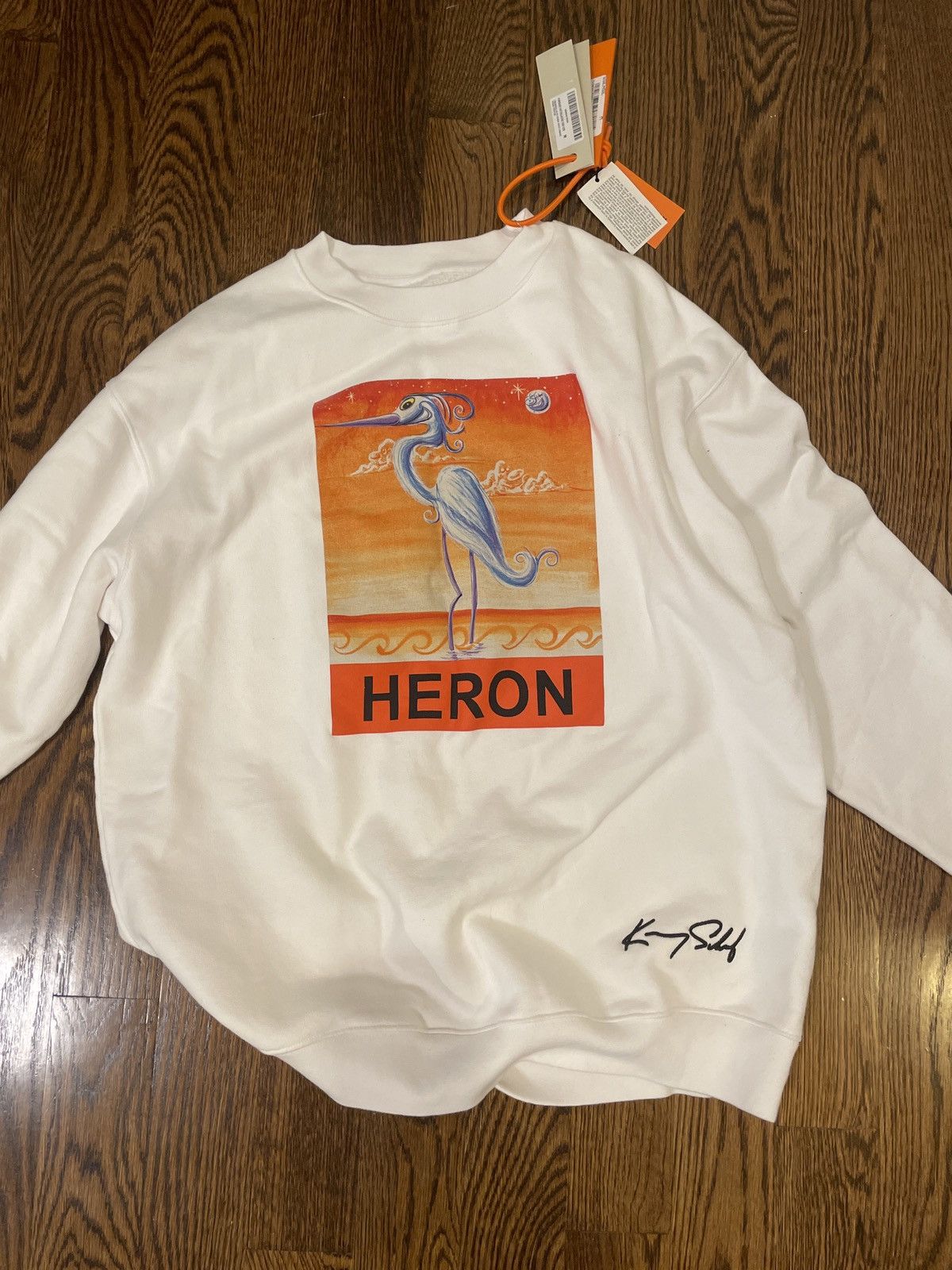 Heron Preston white swan crew neck