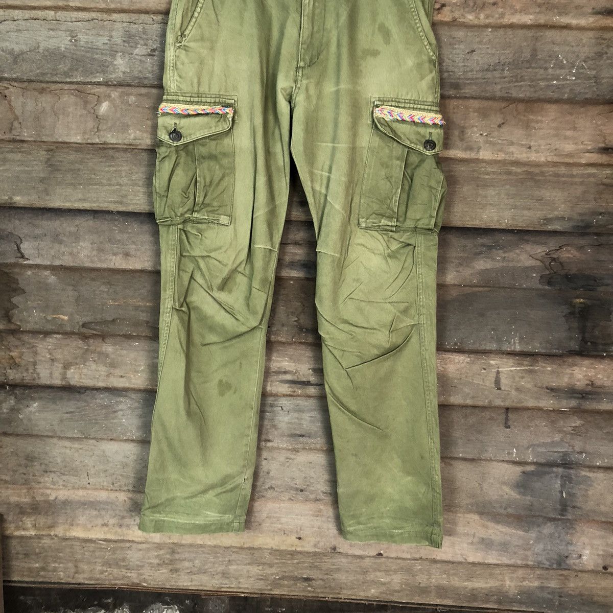 Japanese Brand Titi Caca Green Cargo Multipocket Pants #6786 Size US 31 - 3 Thumbnail