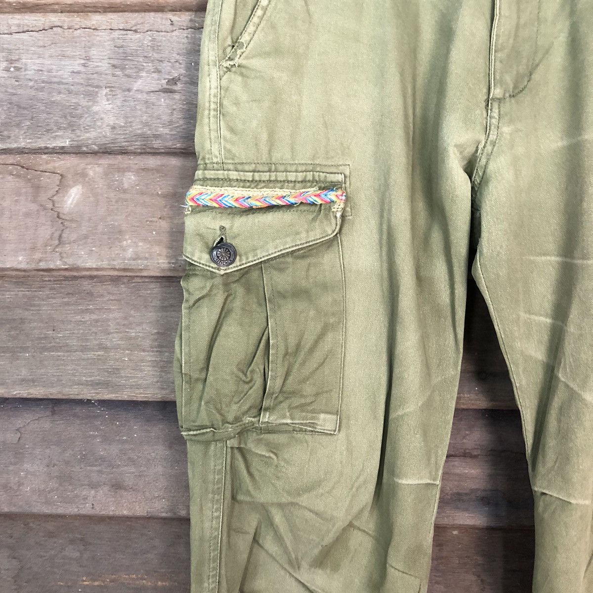 Japanese Brand Titi Caca Green Cargo Multipocket Pants #6786 Size US 31 - 6 Thumbnail