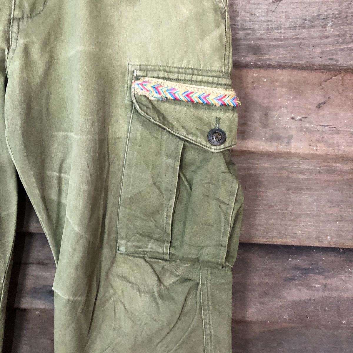 Japanese Brand Titi Caca Green Cargo Multipocket Pants #6786 Size US 31 - 7 Thumbnail