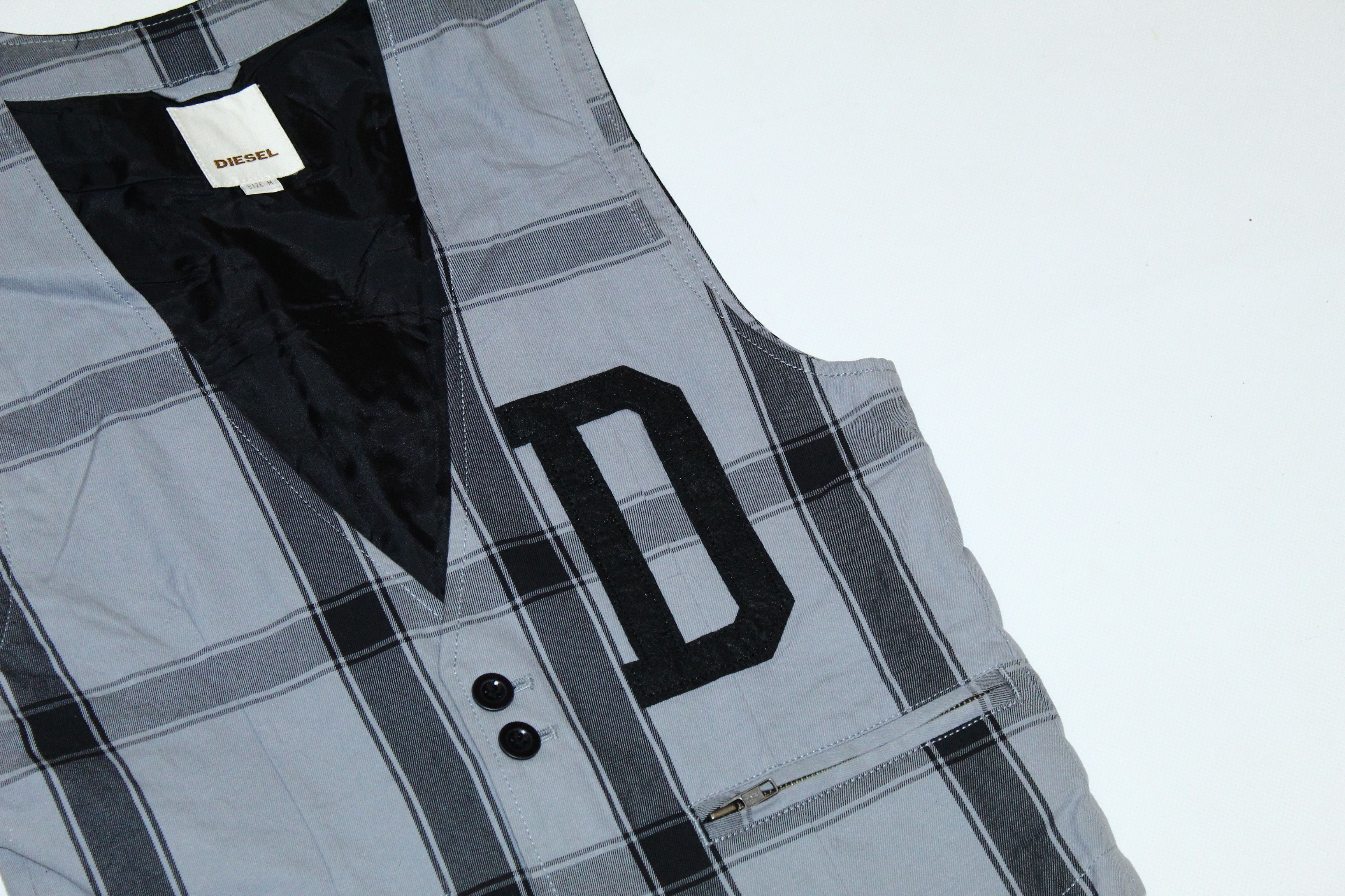 Diesel Diesel Slim Fit Big Logo Embroid Plaid Denim Casual Vest Size US M / EU 48-50 / 2 - 3 Thumbnail