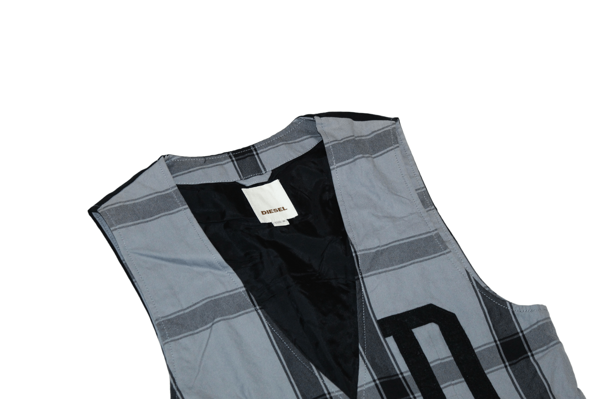 Diesel Diesel Slim Fit Big Logo Embroid Plaid Denim Casual Vest Size US M / EU 48-50 / 2 - 8 Thumbnail