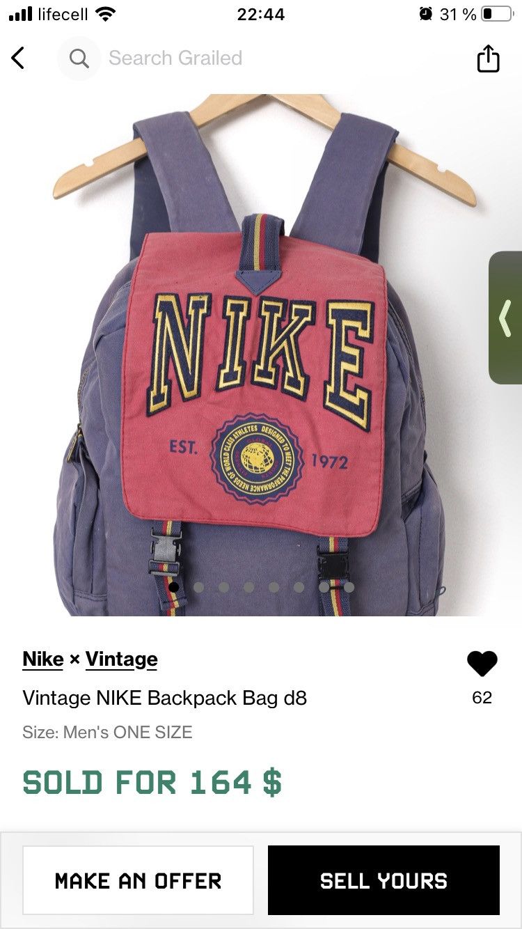 Nike × Vintage Vintage Nike pink/purple backpack bag Size ONE SIZE - 2 Thumbnail