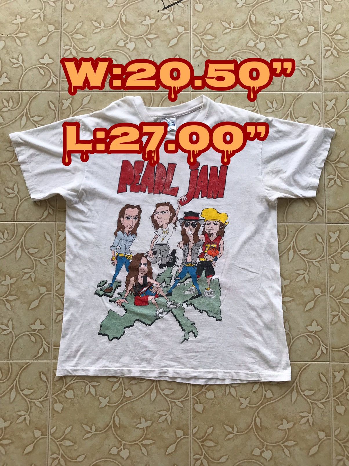 RARE Original Vintage Pearl Jam World Jam 1991 1992 Ten Tour T Shirt Large