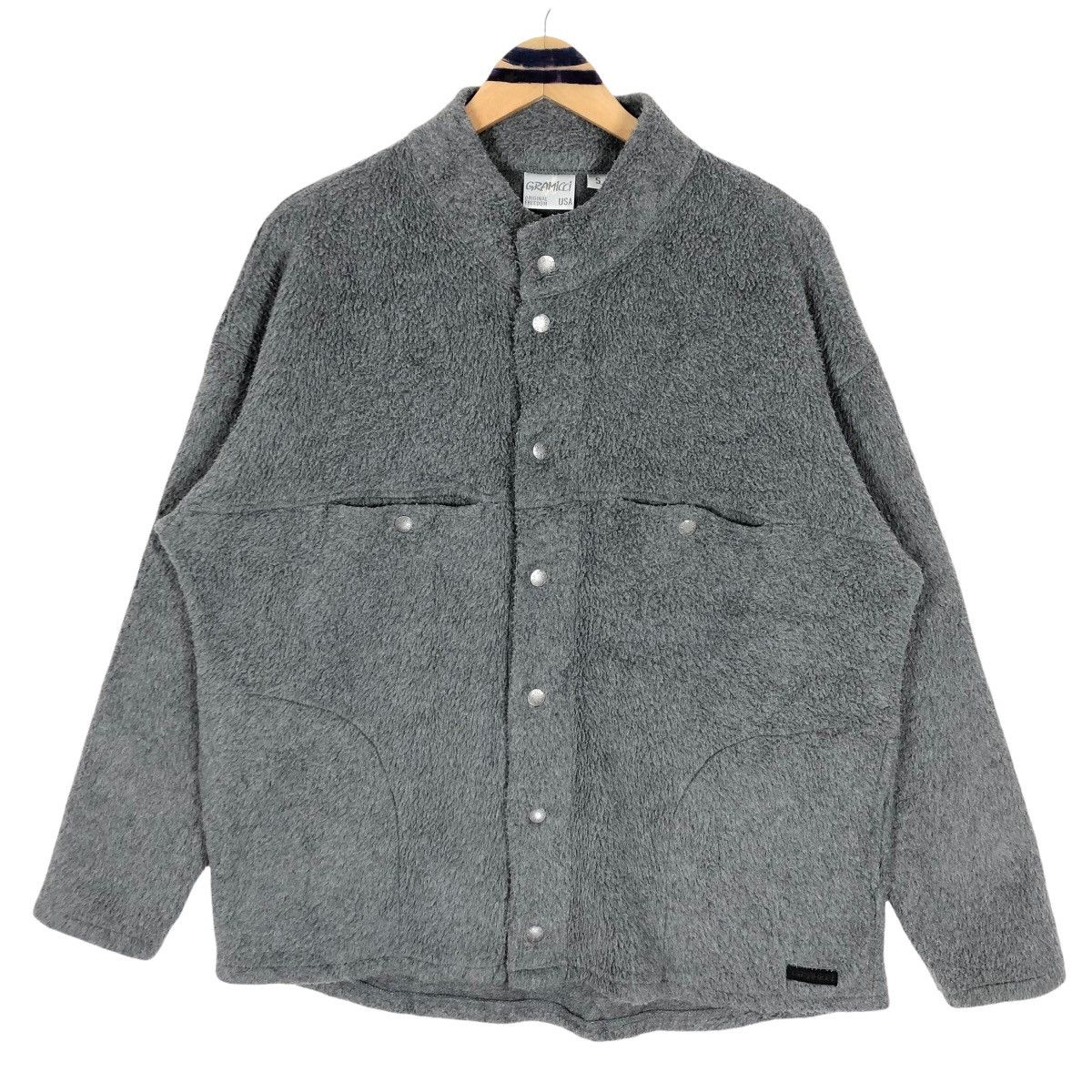 Gramicci Vintage Gramicci USA Mock Neck Fleece Sweater Button Up Size US L / EU 52-54 / 3 - 1 Thumbnail