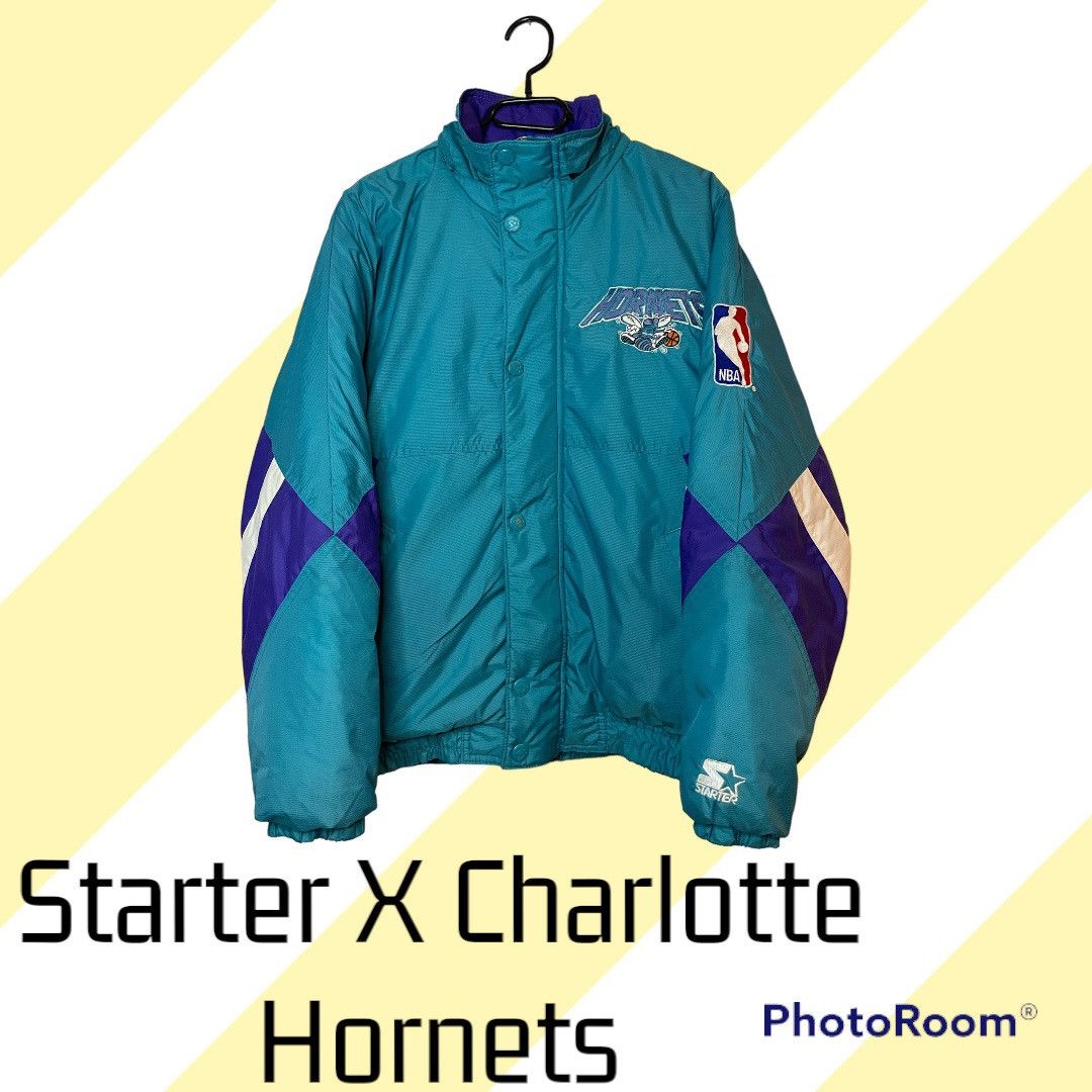NBA × Starter × Vintage NBA Charlotte Hornets Bomber jacket with hood