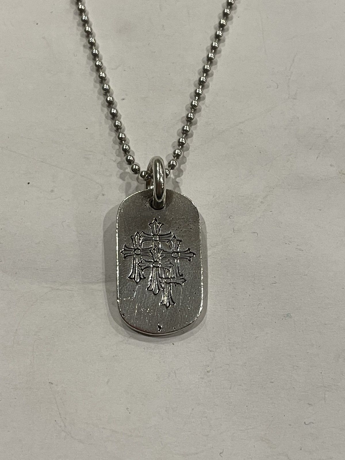 Chrome Hearts Chrome Hearts Cemetery Cross Logo Dog Tag Chain Necklace ...