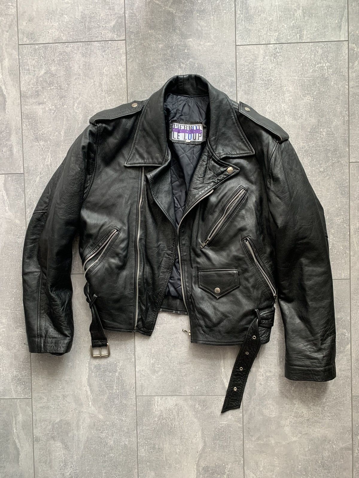 Designer Vintage perfecto leather biker oblique jacket Size US M / EU 48-50 / 2 - 1 Thumbnail