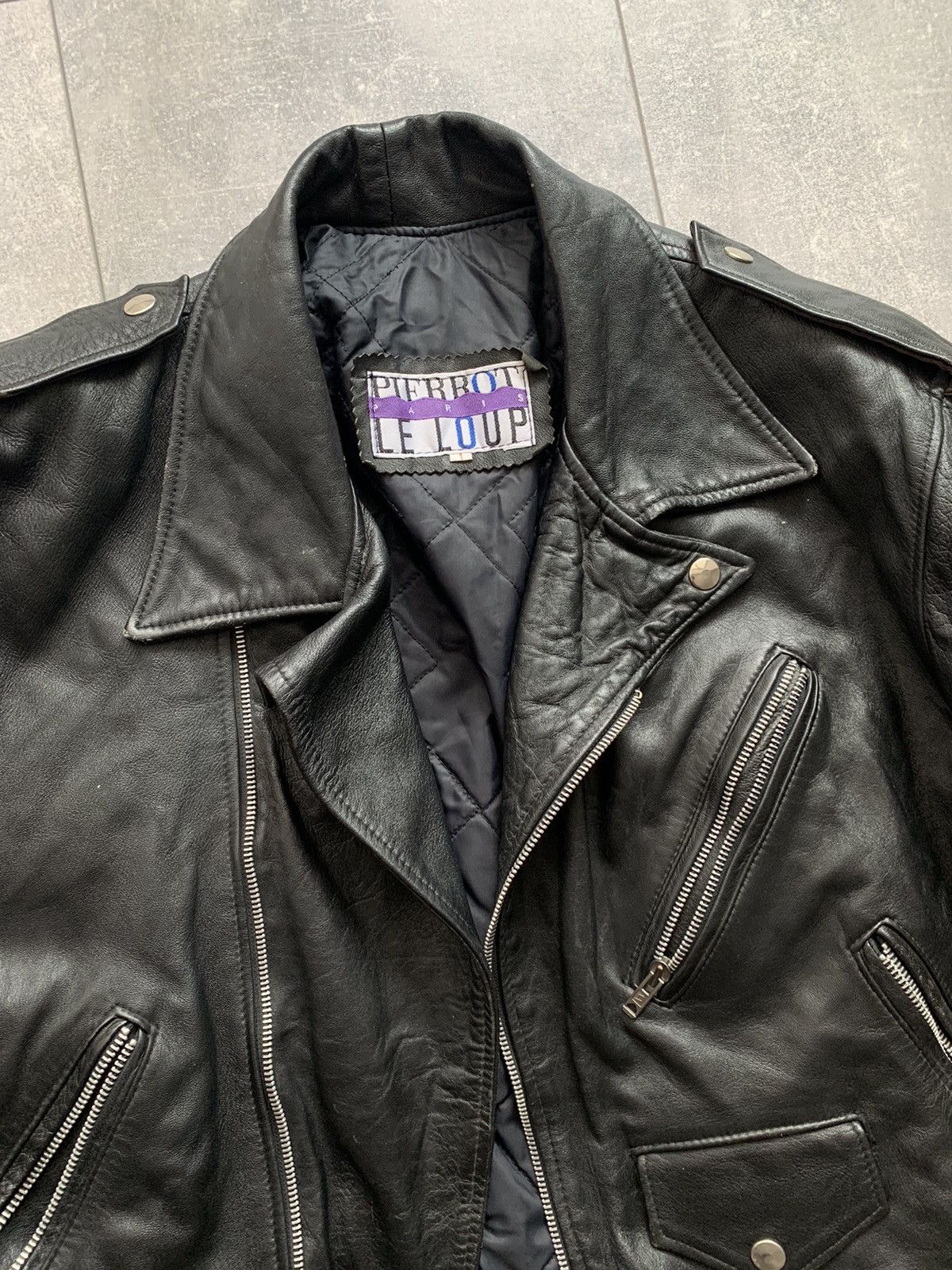 Designer Vintage perfecto leather biker oblique jacket Size US M / EU 48-50 / 2 - 6 Thumbnail