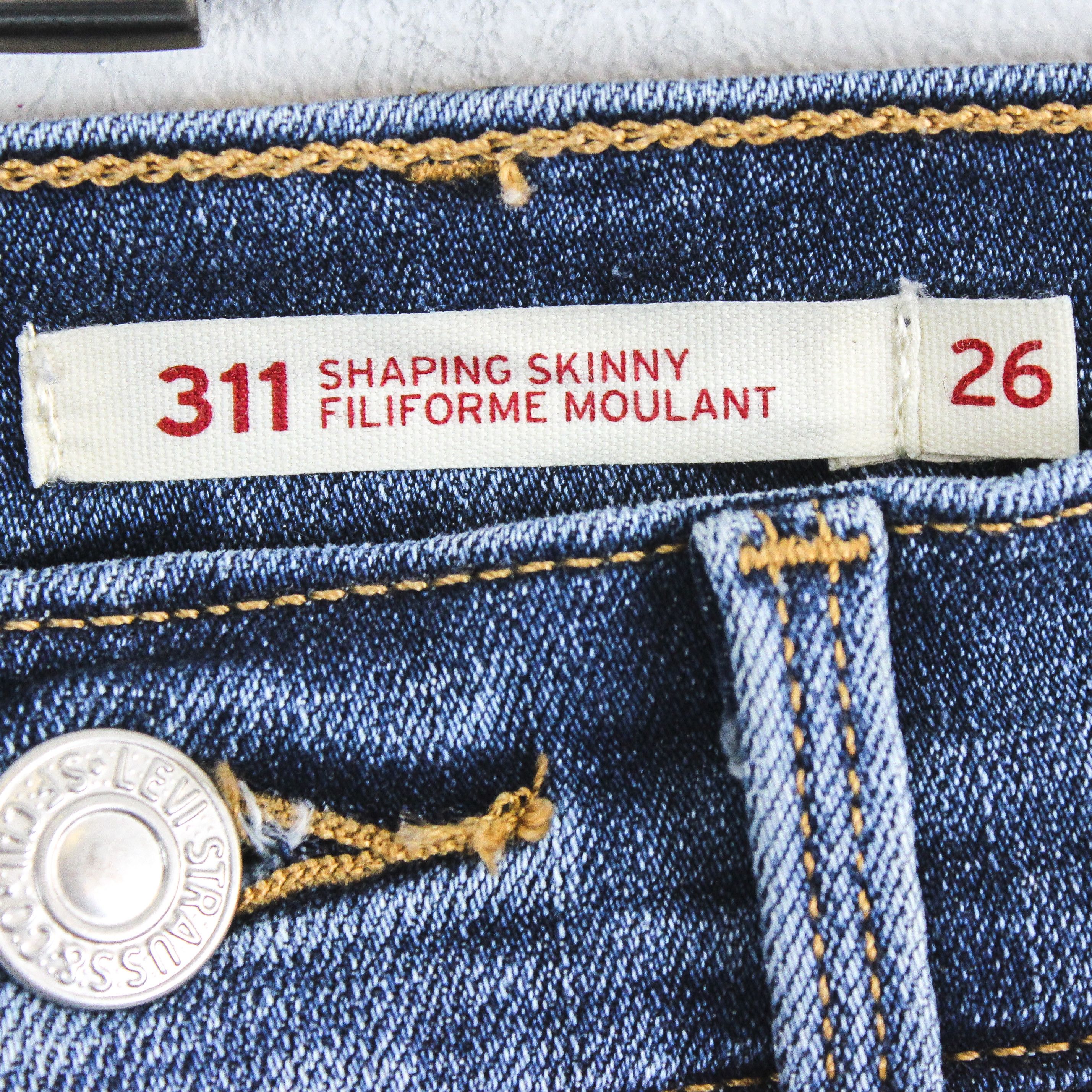 Levi's 311 Womens W26 L32 Shaping Skinny Jeans Denim Pants Mid Rise Size 26" / US 2 / IT 38 - 5 Thumbnail