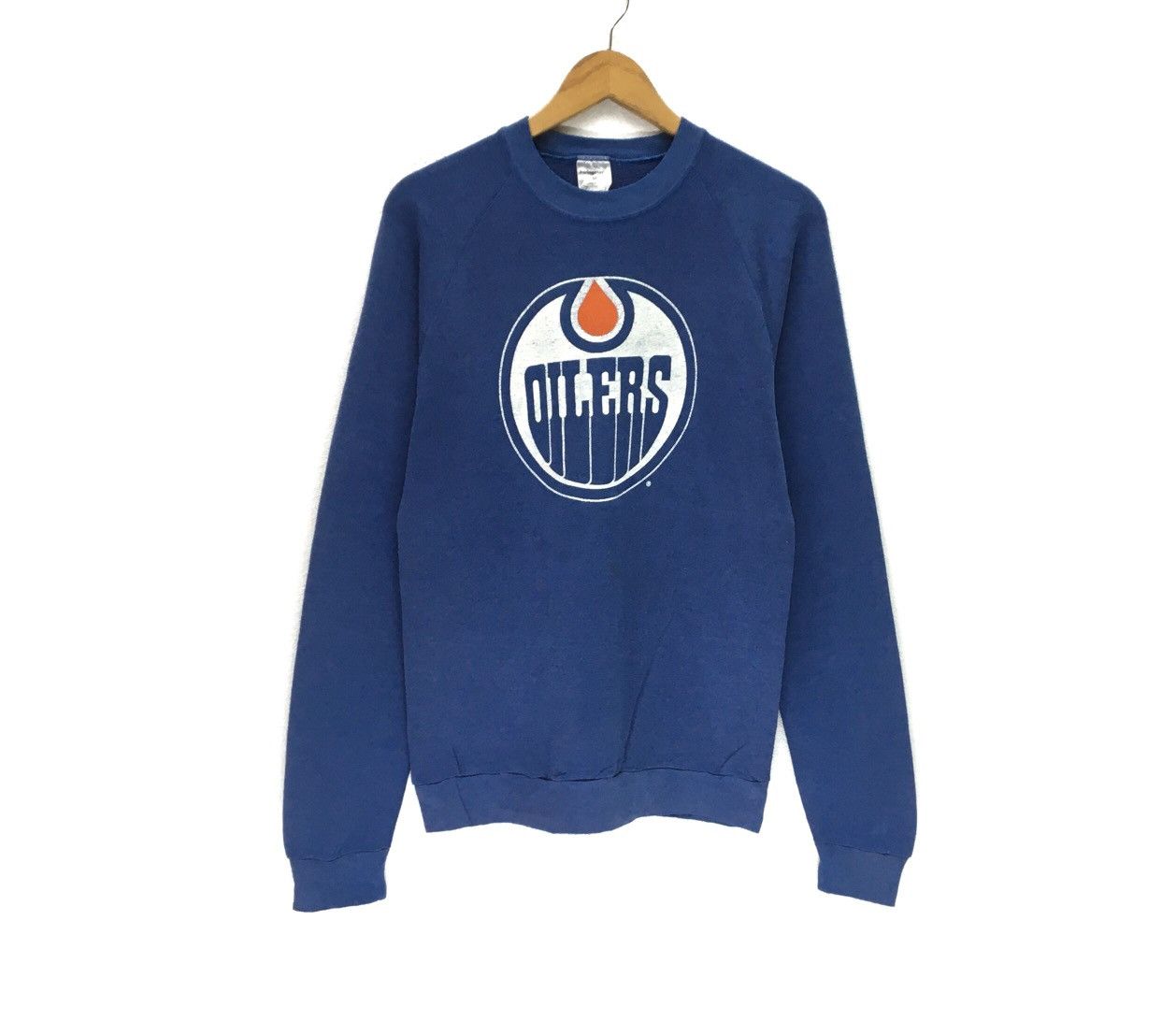 image of Collegiate x Nhl Vintage Edmonton Oilers Nhl Crewneck Sweatshirt in Blue, Men's (Size Small)