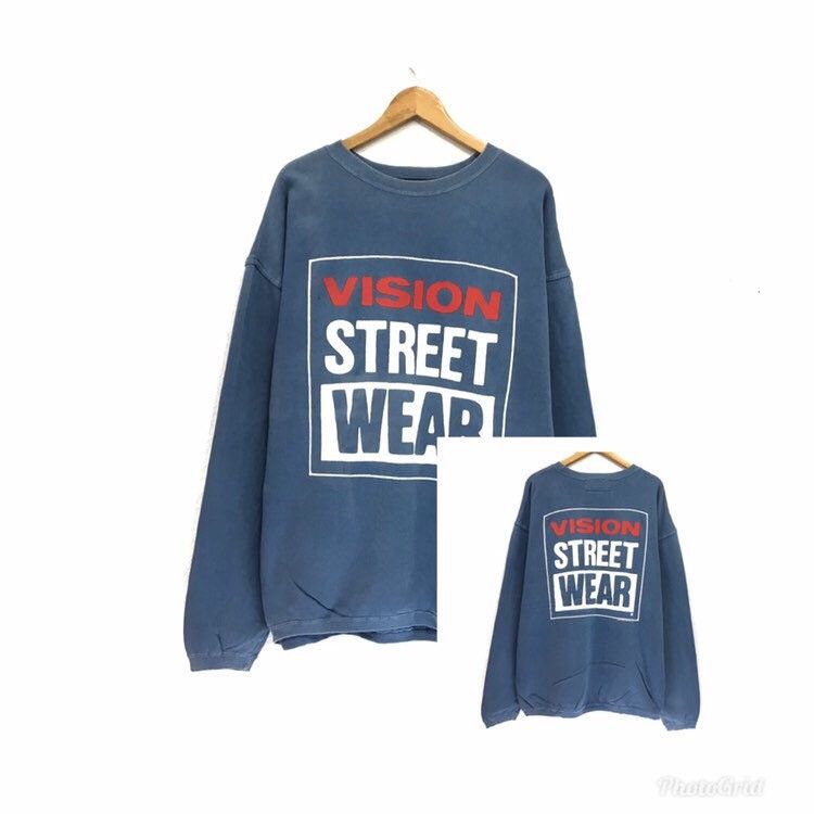 image of Vintage Vision Streetwear Sweatshirt in Blue, Men's (Size XL)