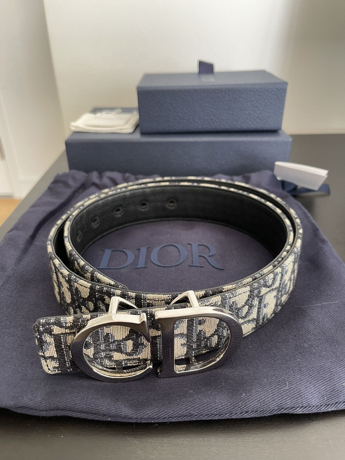 Christian Dior Vintage 1980's Elastic Oblique Monogram Belt - 28-31